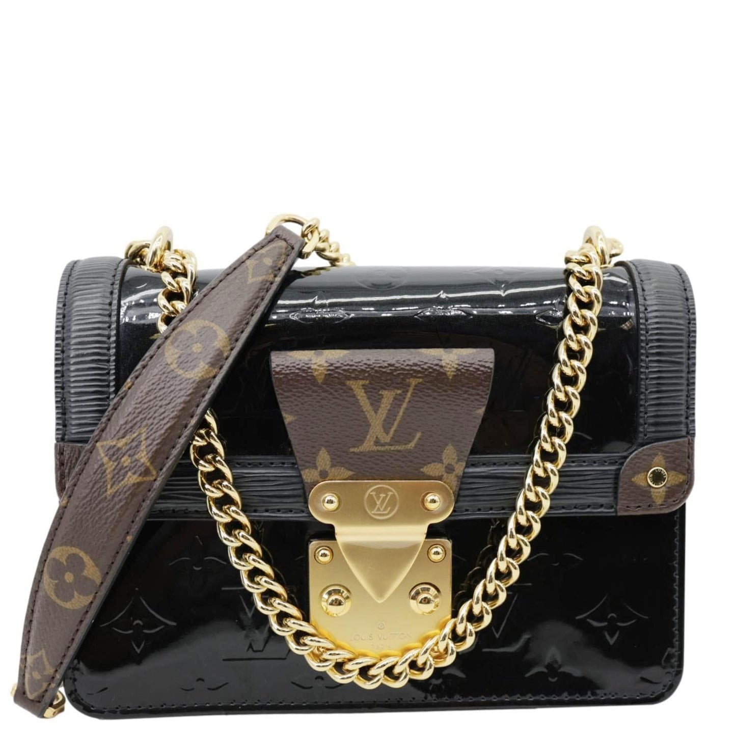 LOUIS VUITTON Wynwood Monogram Vernis Leather Crossbody Bag Black