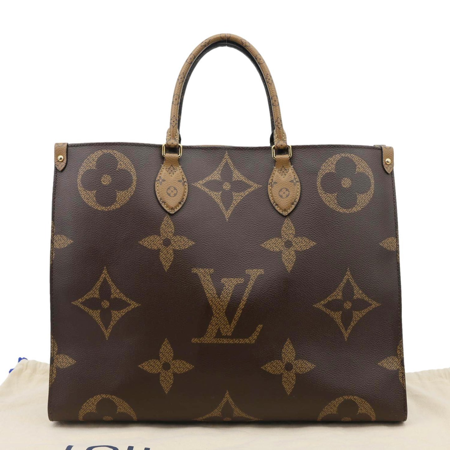 LOUIS VUITTON Onthego GM Giant Monogram Reverse Canvas Tote Bag Brown