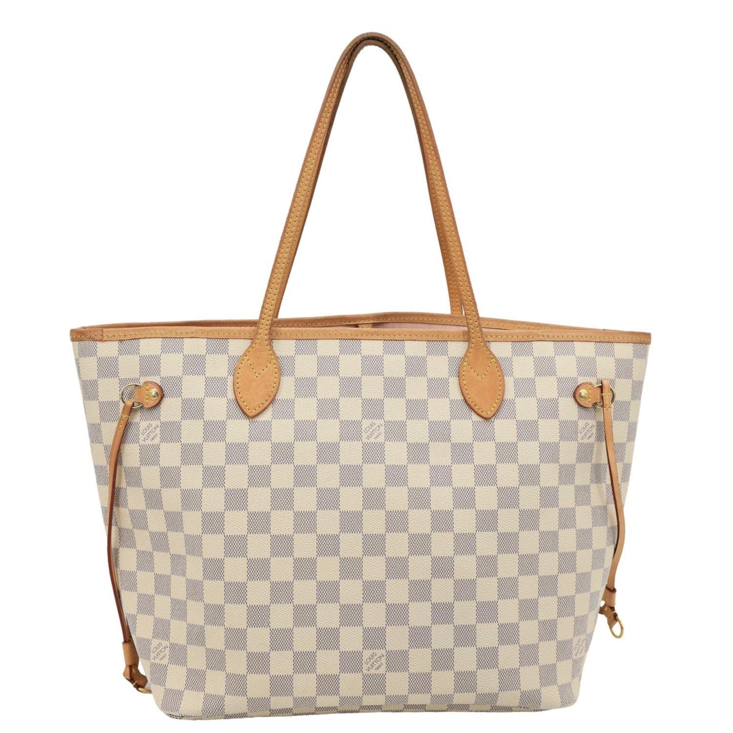 LOUIS VUITTON Neverfull MM Damier Azur Tote Shoulder Bag Rose Ballerine