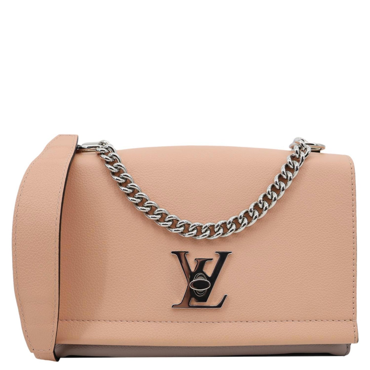 LOUIS VUITTON Lockme II BB Pebbled Leather Crossbody Bag Rose Fog