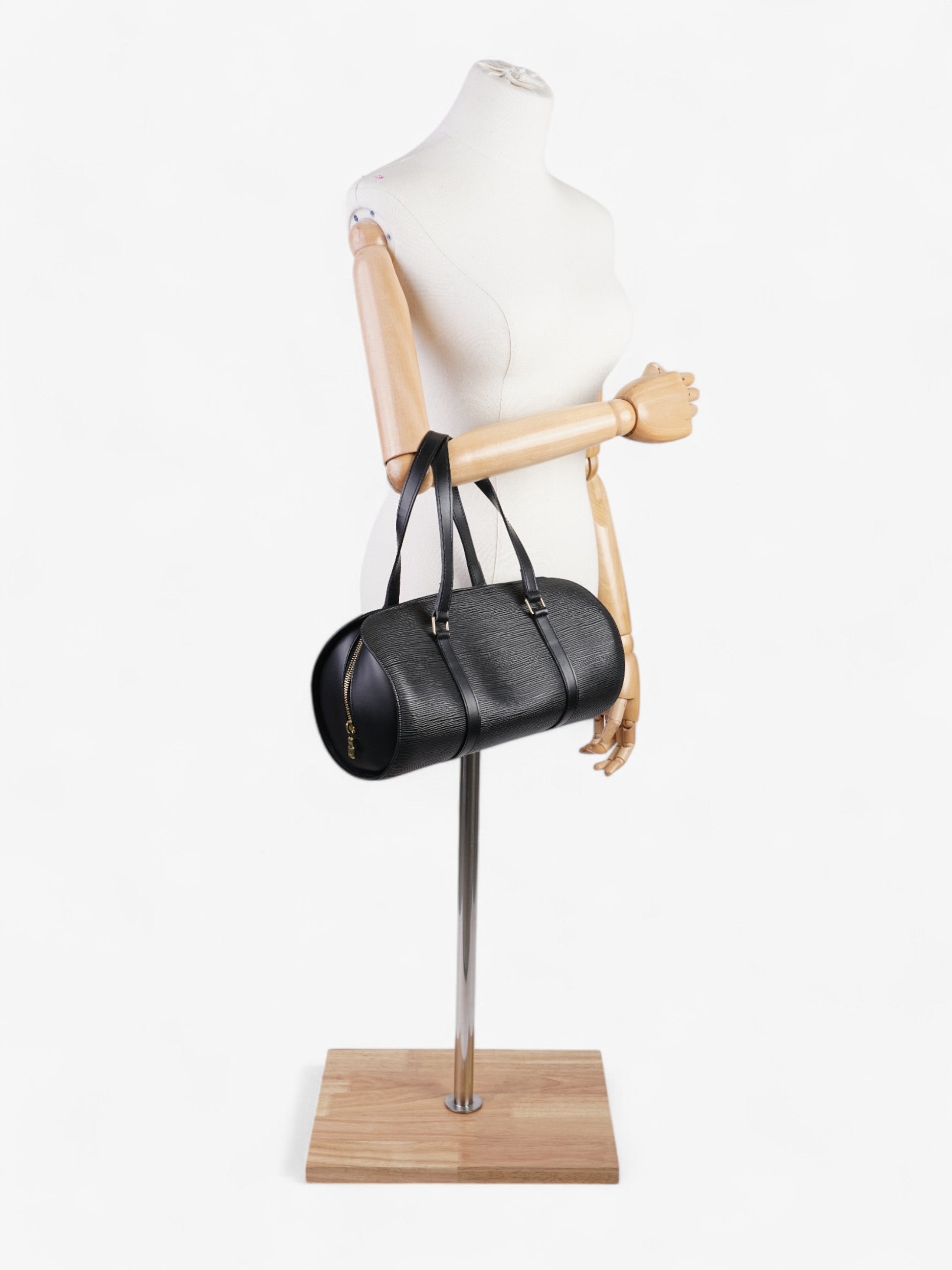 Louis Vuitton Soufflot w/ Pouch Black Calfskin Leather