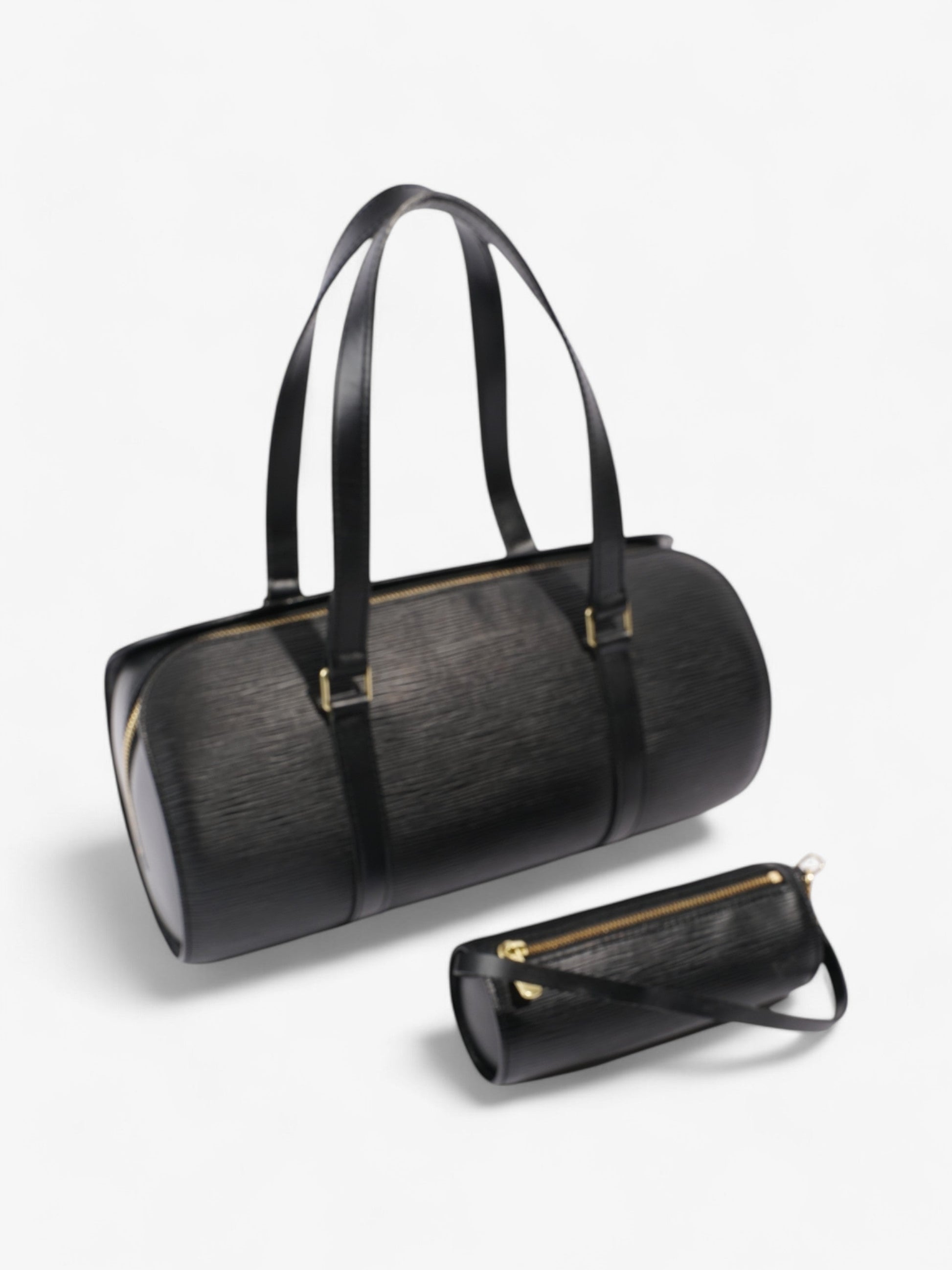 Louis Vuitton Soufflot w/ Pouch Black Calfskin Leather