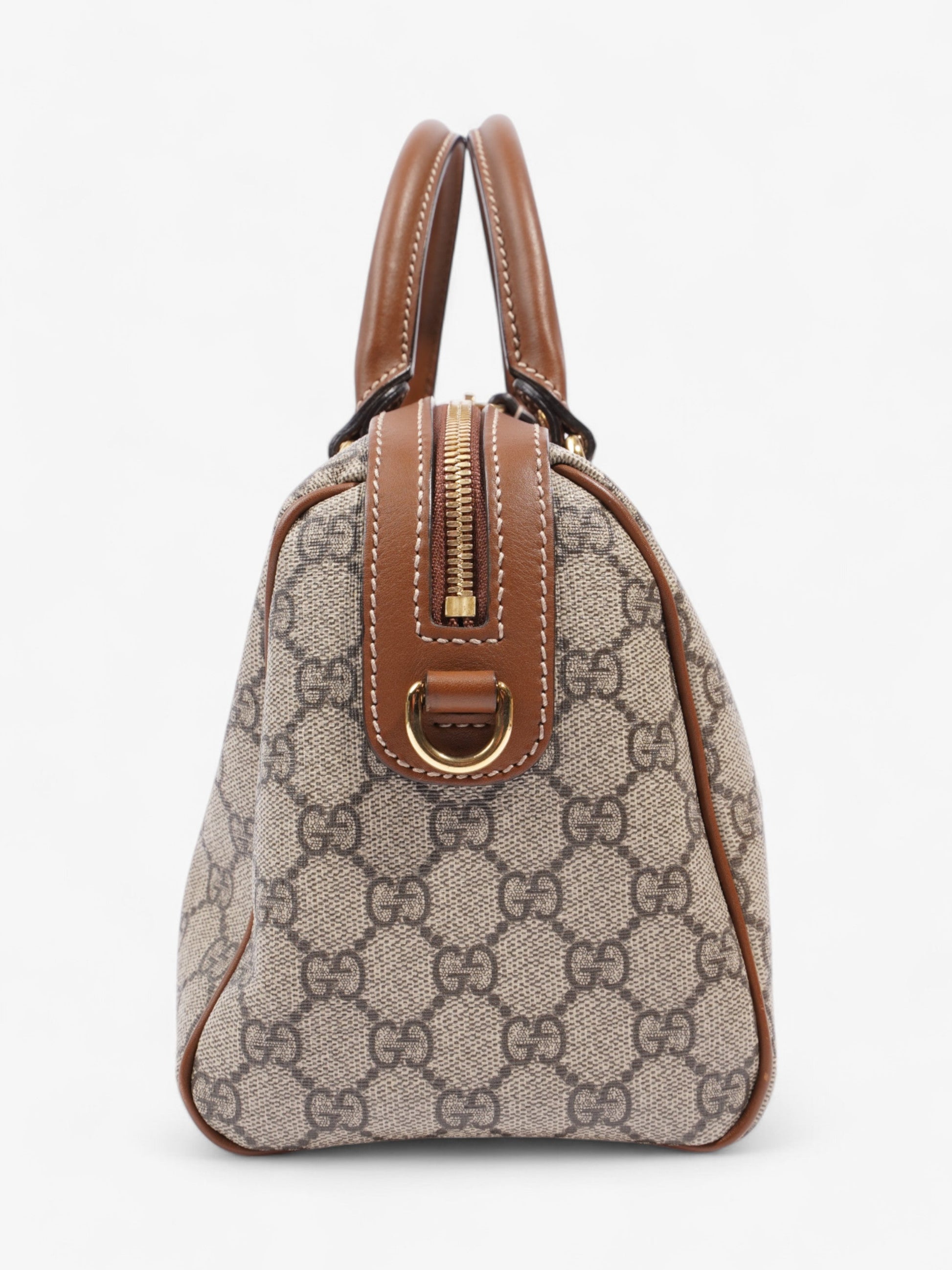 Gucci Boston Bee Bag GG Supreme / Brown Coated Canvas Small