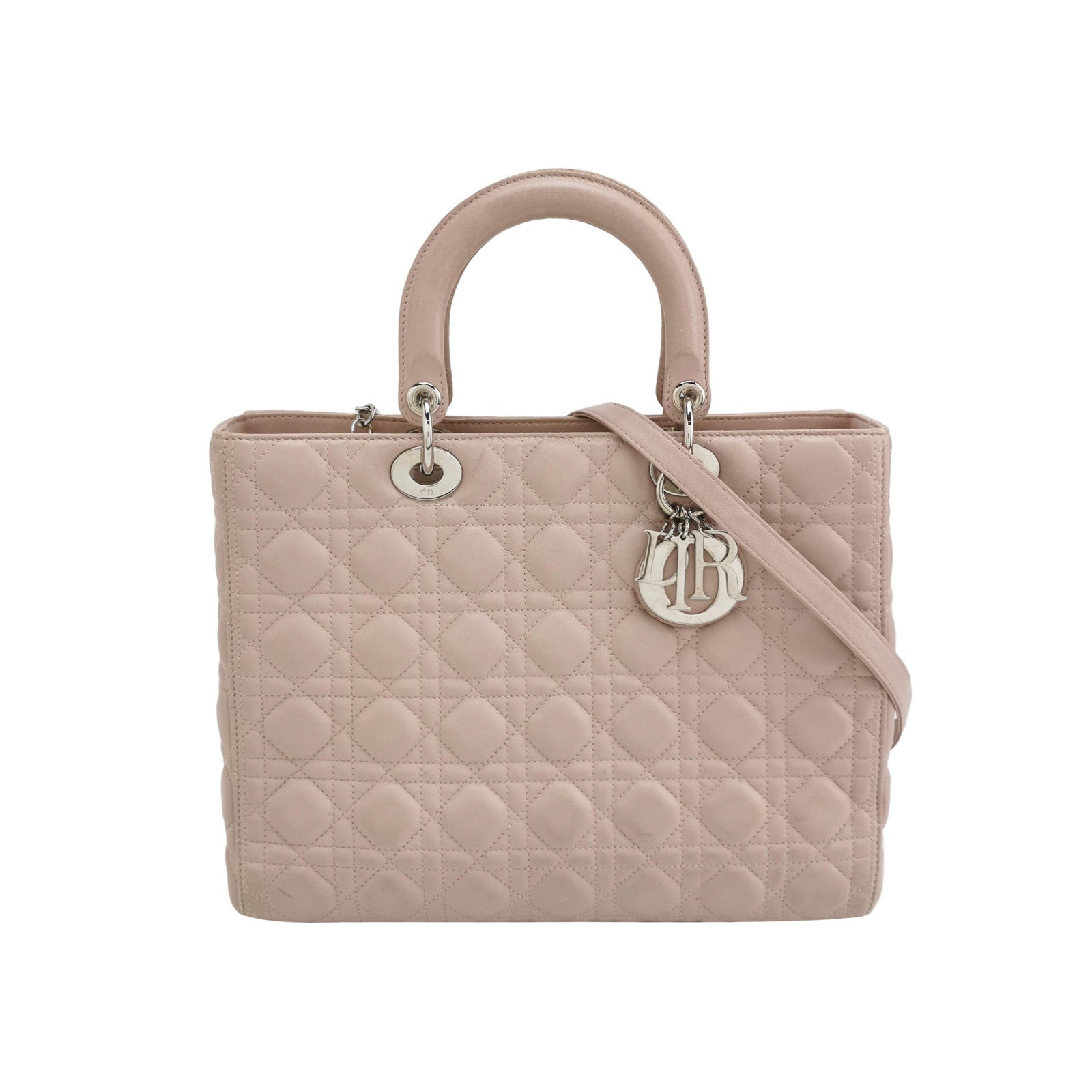 Lady Dior 2012 Large Bag Pink Lambskin Cannage Leather