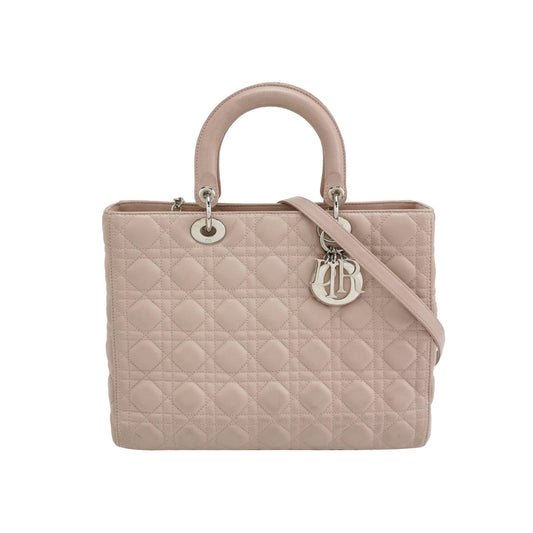 Lady Dior 2012 Large Bag Pink Lambskin Cannage Leather