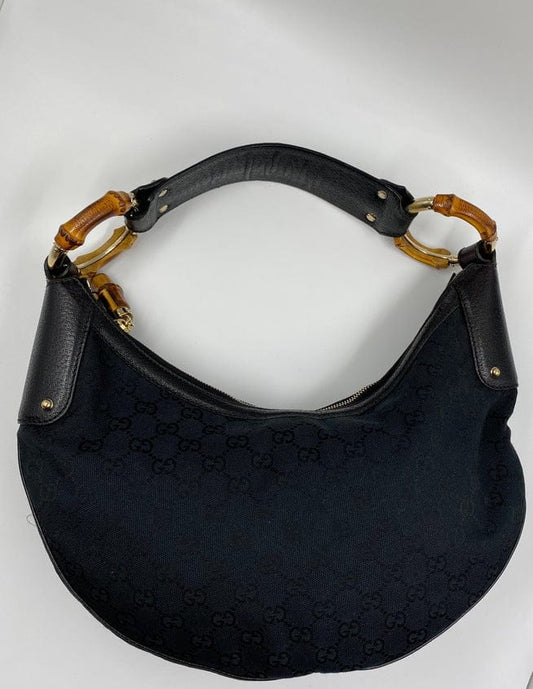Gucci Bamboo Leather Canvas Shoulder Bag Style 5