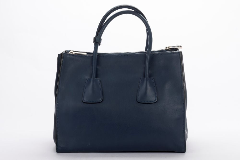 Prada BN2762 Blue Smooth Calf Leather 2 Way Bag, with Card, Strap & Dust Cover