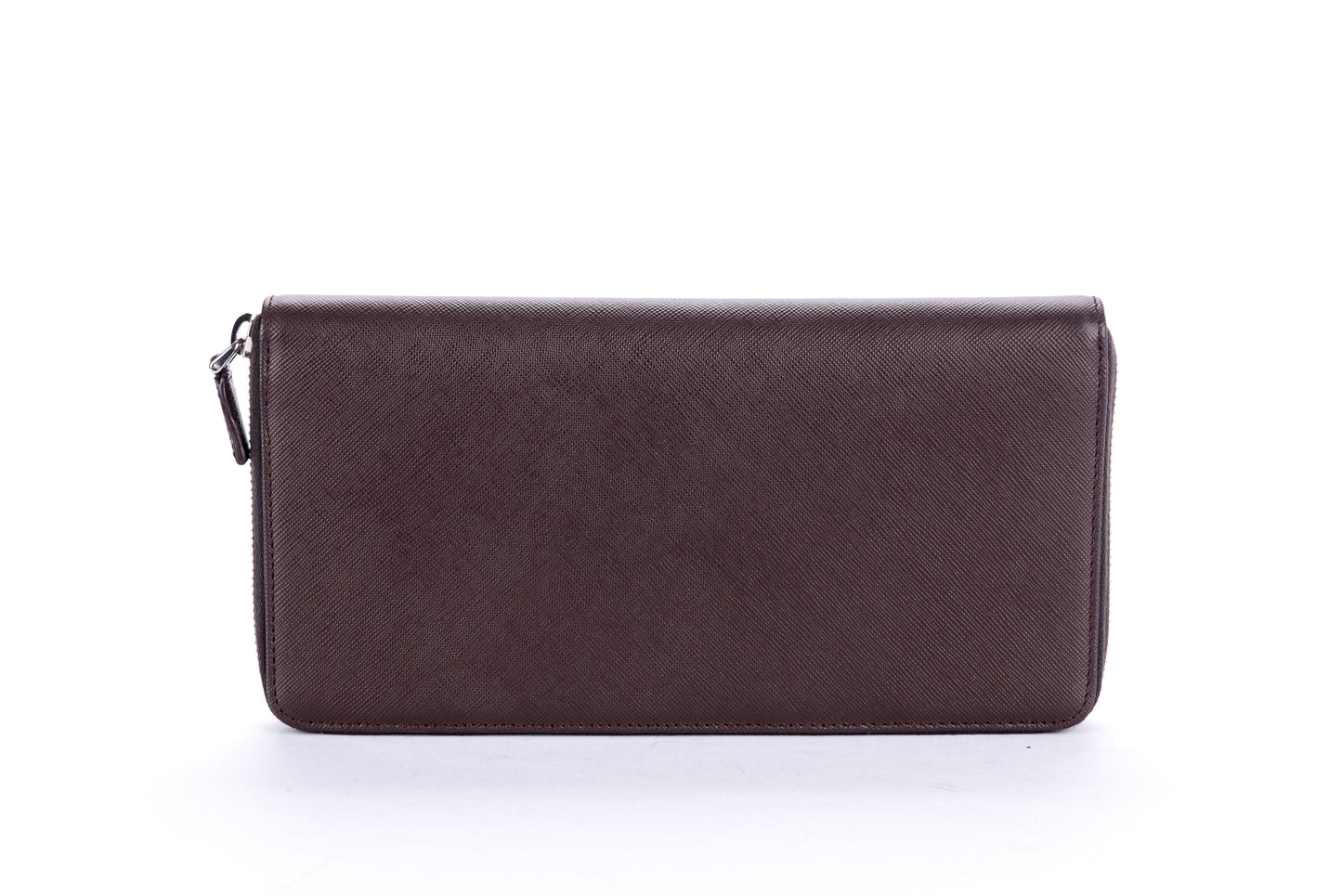 Prada Dark Brown Saffiano Zippy Wallet 2M1220 with Cards & Box