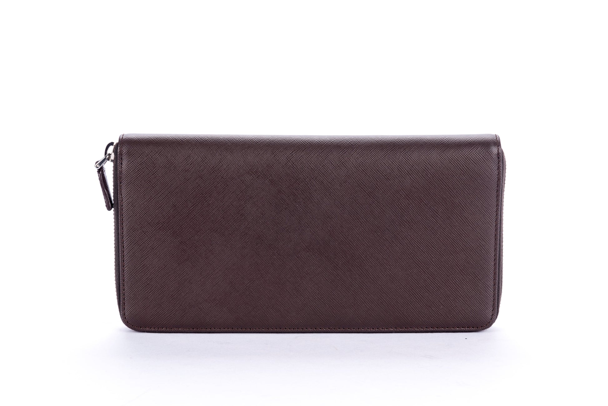 Prada Dark Brown Saffiano Zippy Wallet 2M1220 with Cards & Box