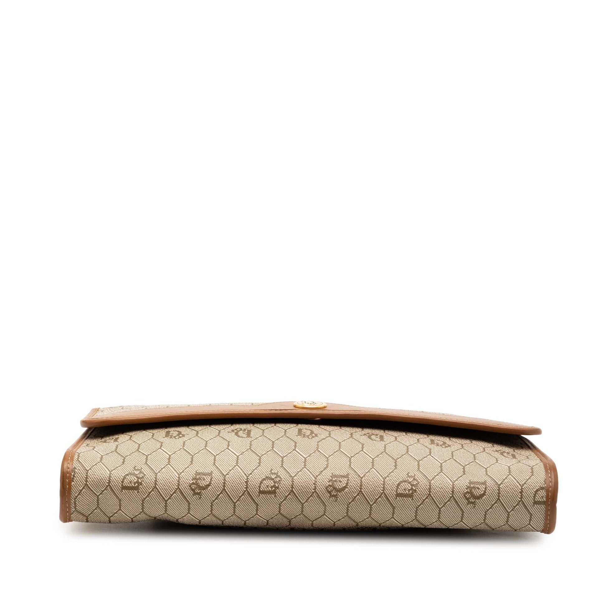 Brown Dior Honeycomb Coated Canvas Chain Shoulder Bag