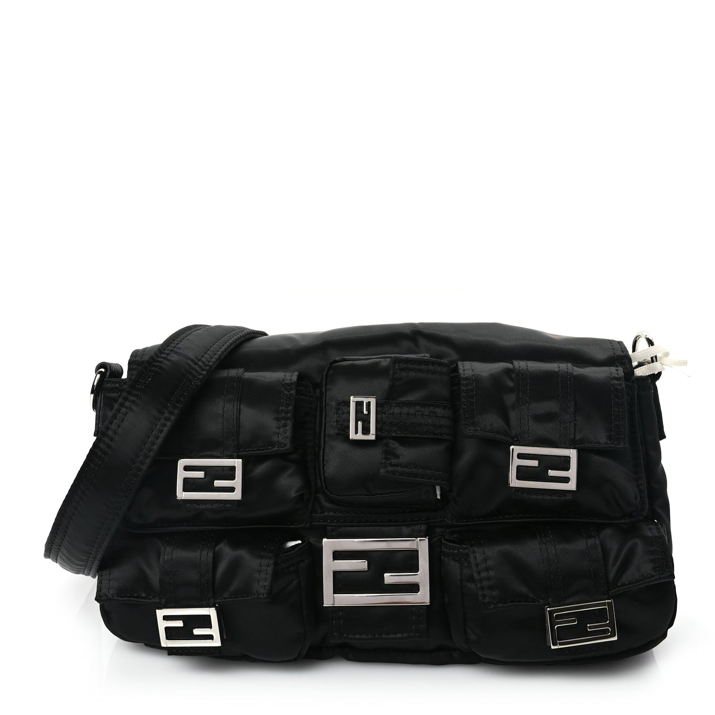 Fendi Econyl Cuoio Romano Multipocket Baguette Black