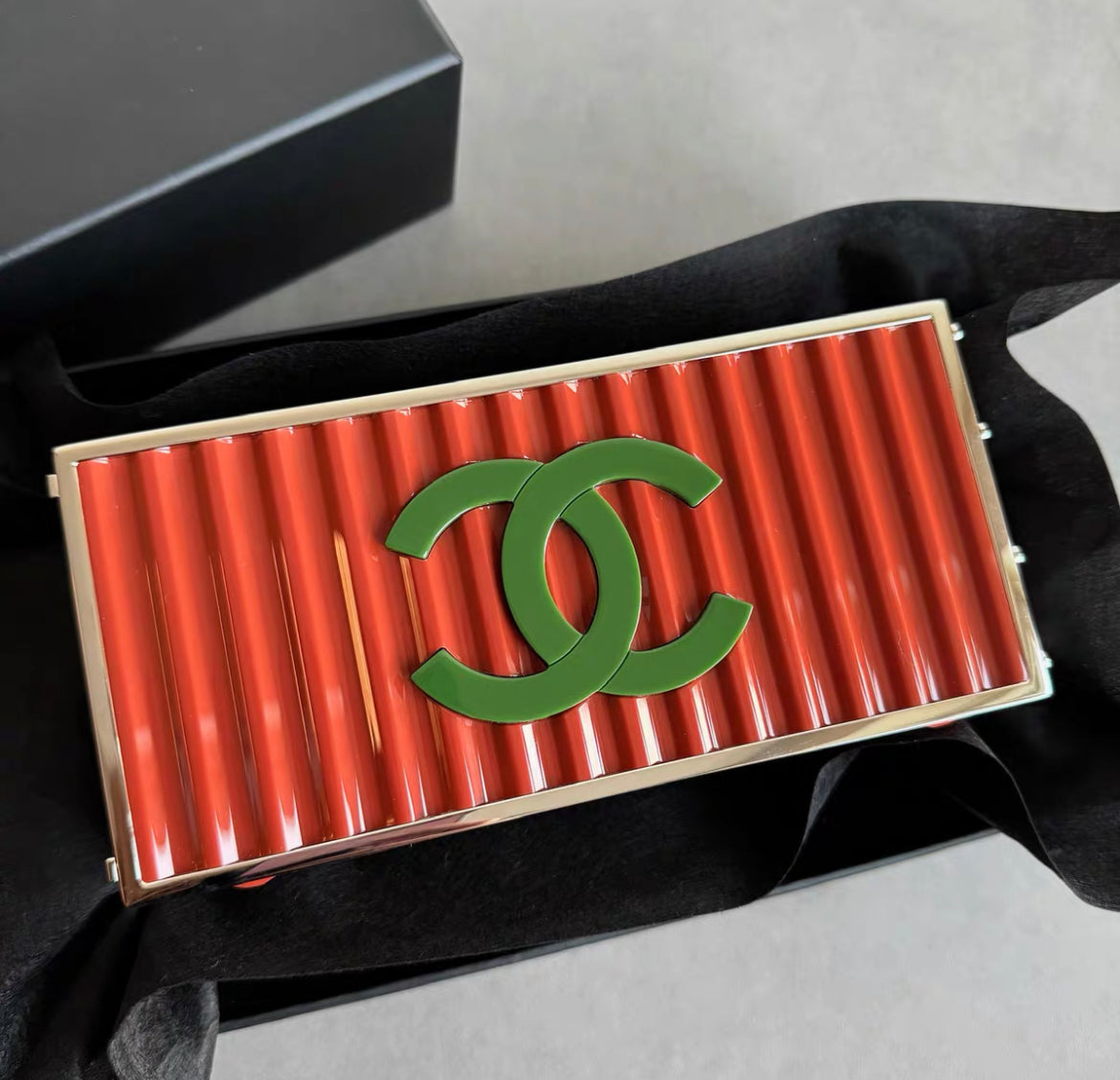CHANEL Red Paris Hamburg Shipping Container MinaudiÃ¨re Clutch Bag 2017