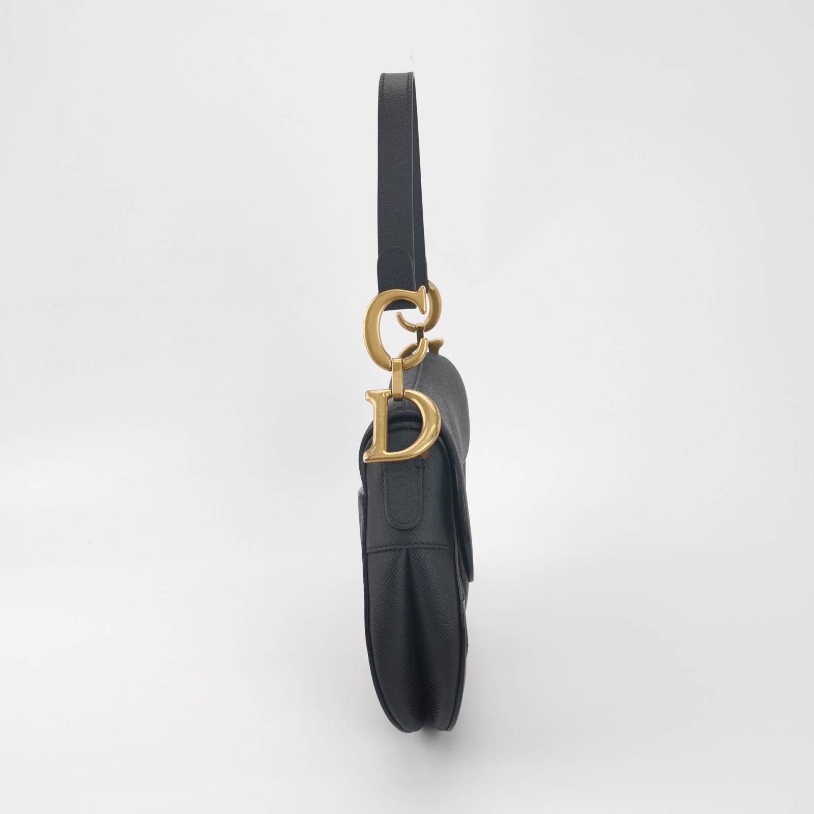 Dior Saddle Black Medium Grained Leather Handbag