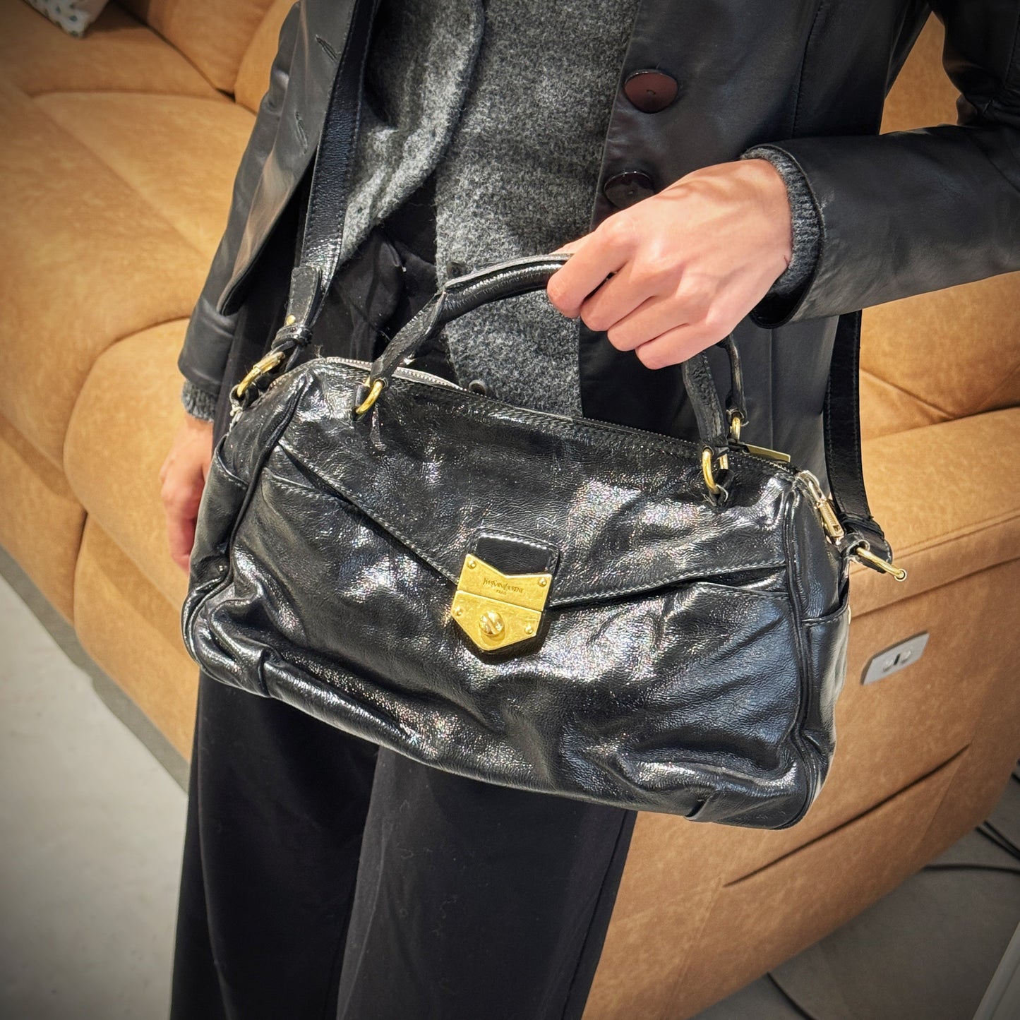 Saint Laurent Black Patent Leather Bag TWS