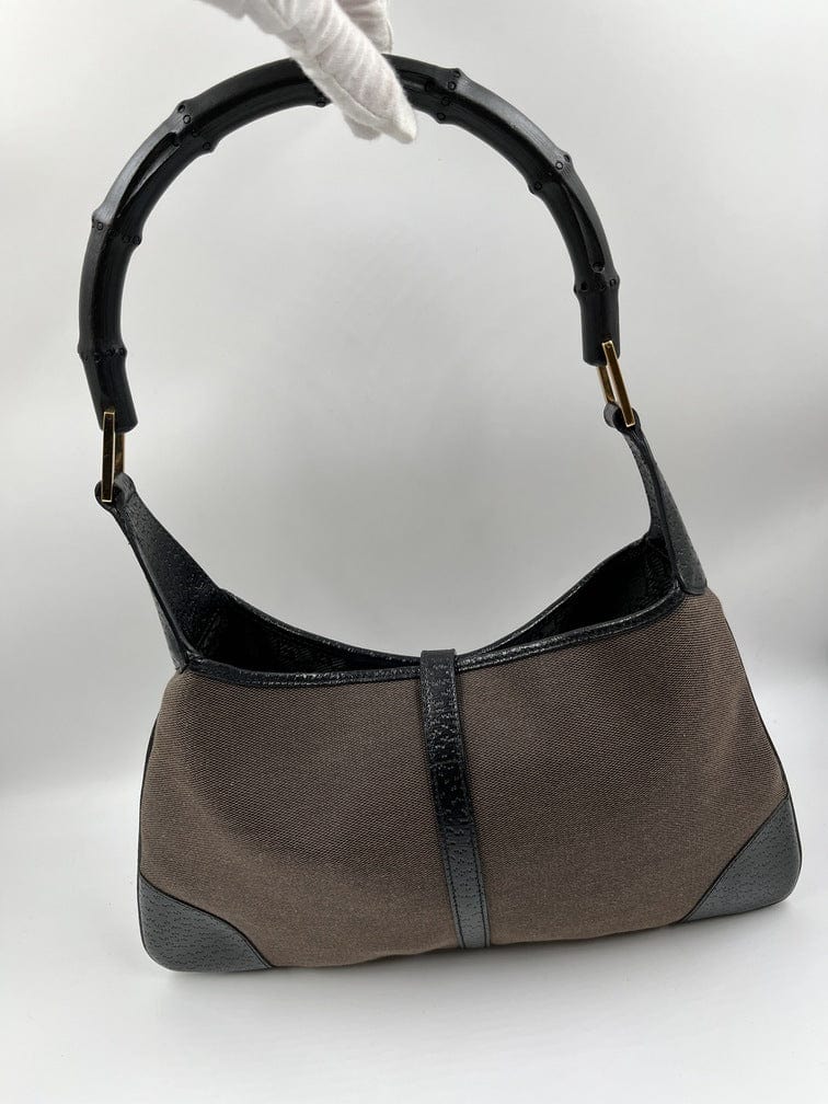 Gucci Jackie Leather Canvas Shoulder Bag Style 25