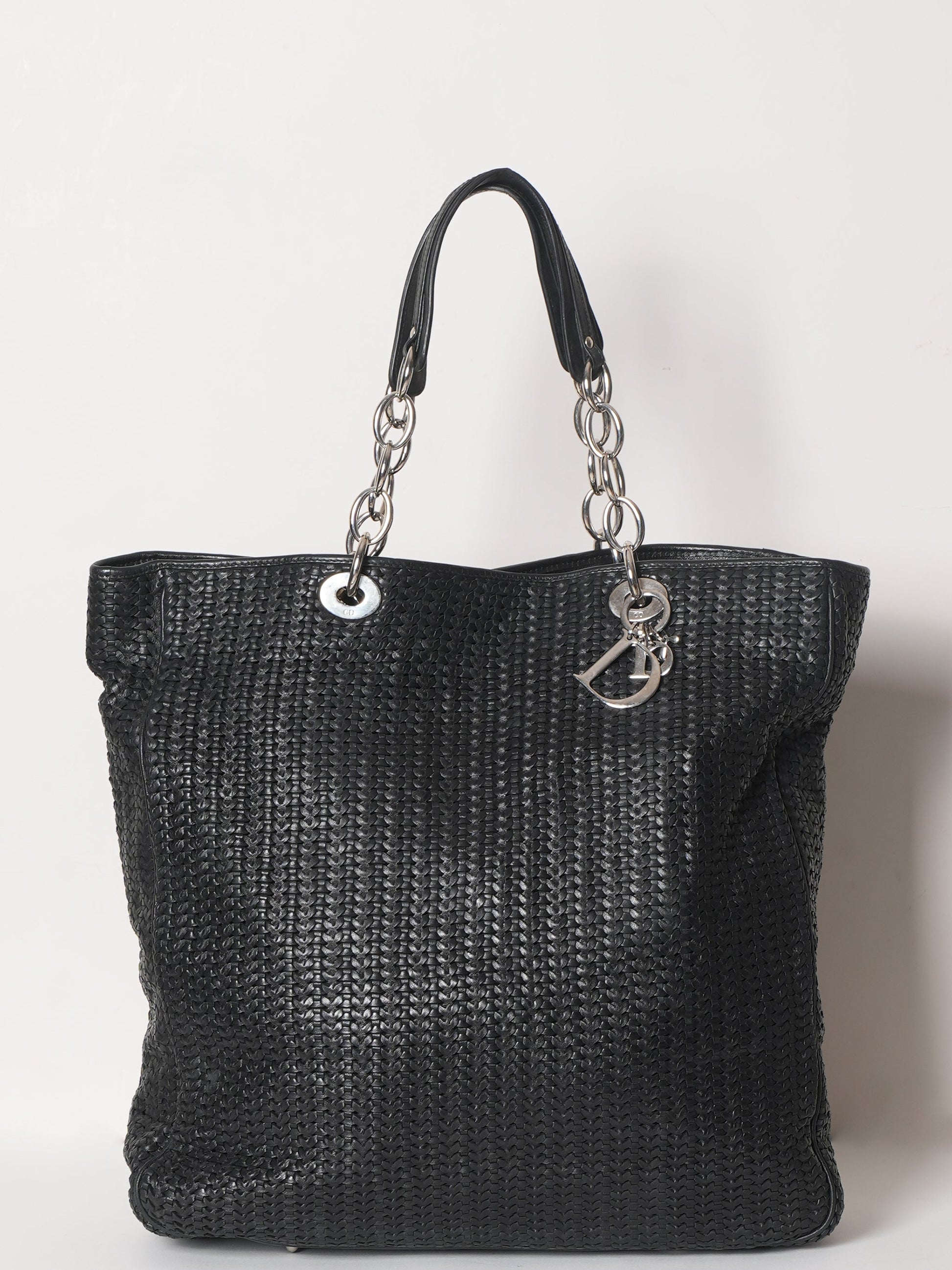New Christian Dior Large Woven Calfskin Bag