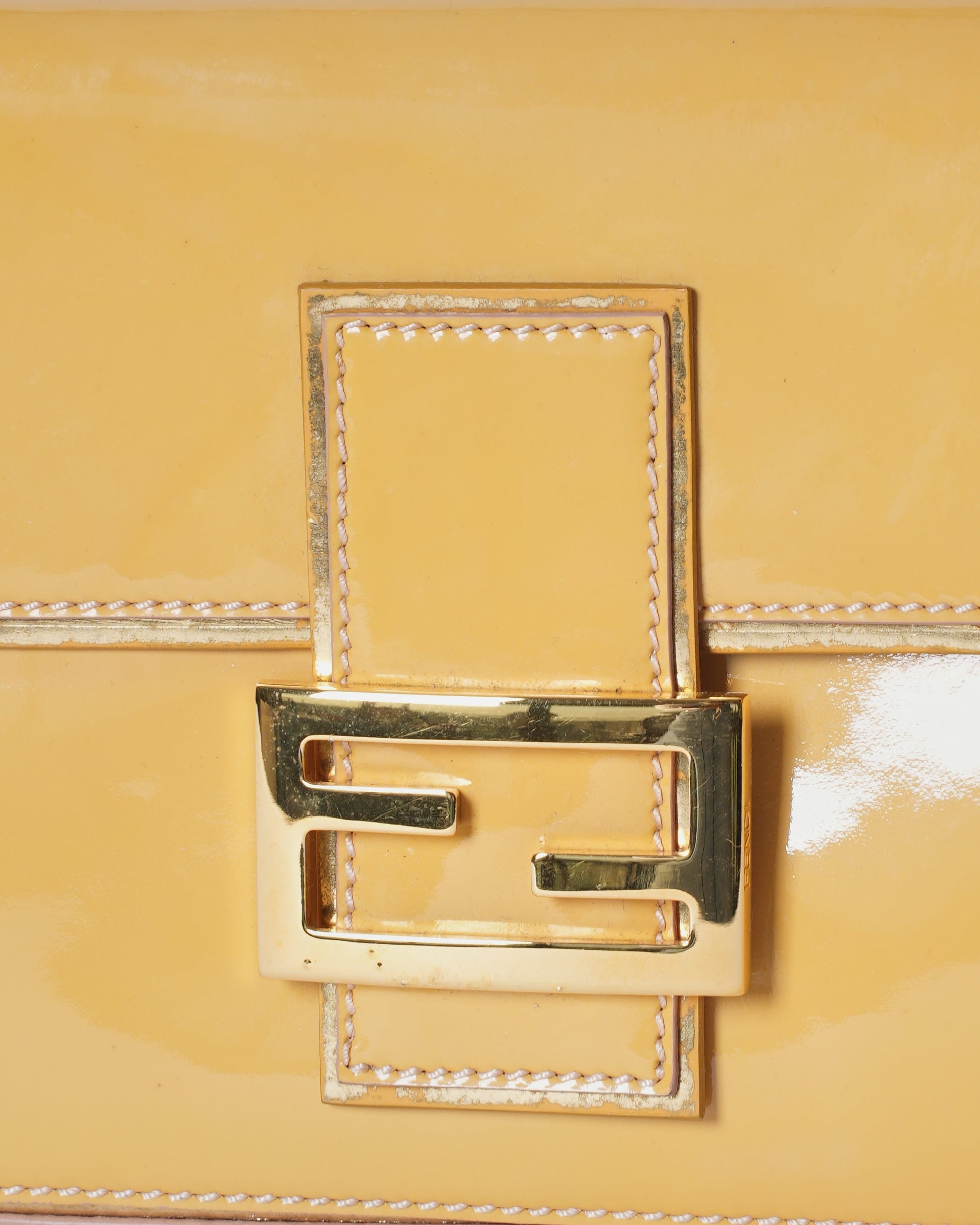 Fendi Iconic Baguette In Yellow Patent