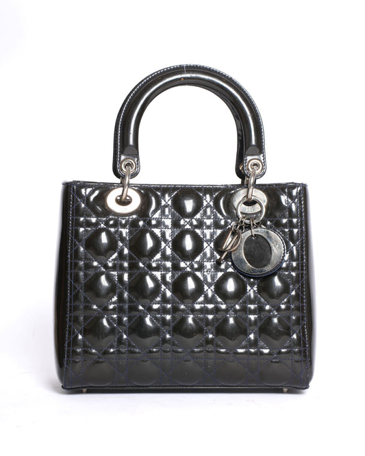 Dior Medium Lady Dior Patent Cannage Calfskin Bag