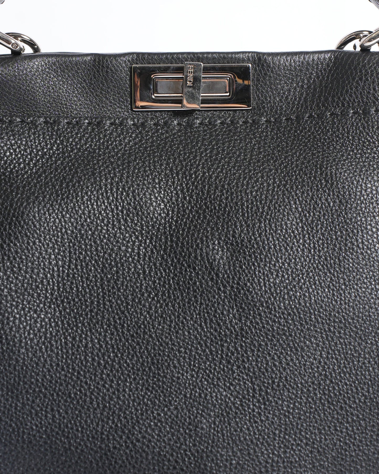 Fendi Peekaboo Leather Handbag In Black