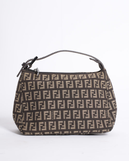 Fendi Black Fabric Baguette Shoulder Bag