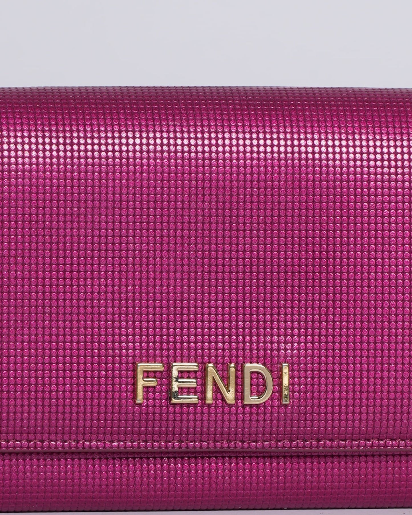 Fendi magenta leather logo flap continental wallet