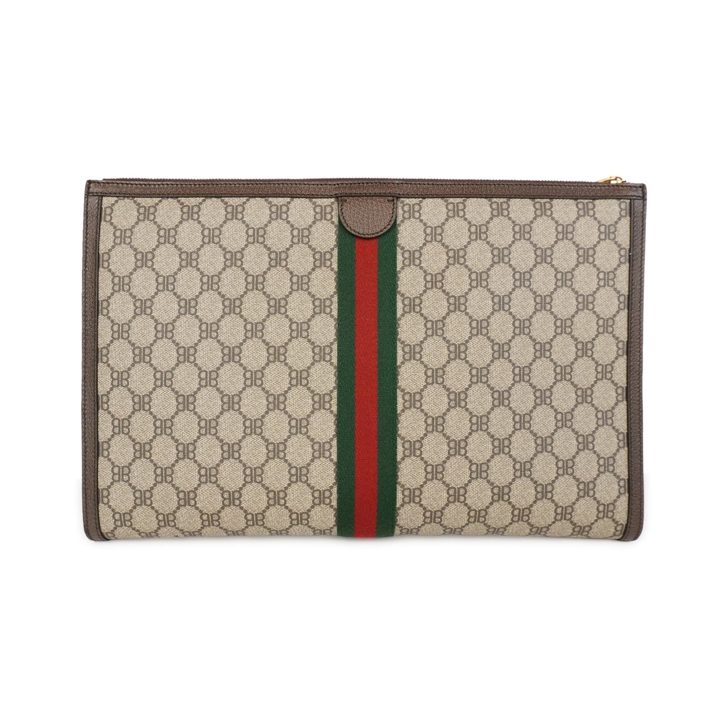 Gucci Monogram Nylon Leather Canvas Clutch