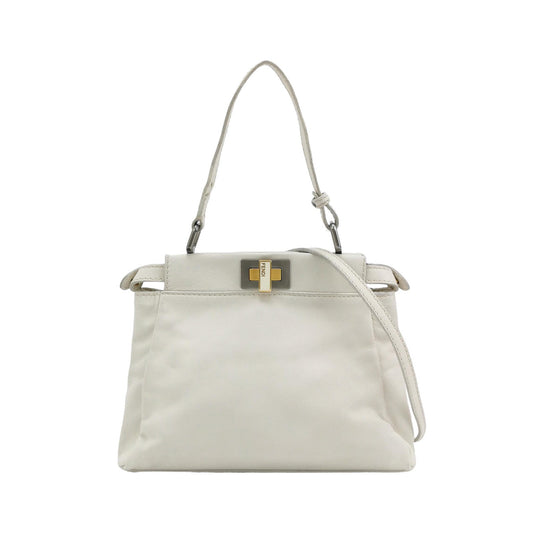 Fendi Peekaboo Mini White Leather Corssbody Bag