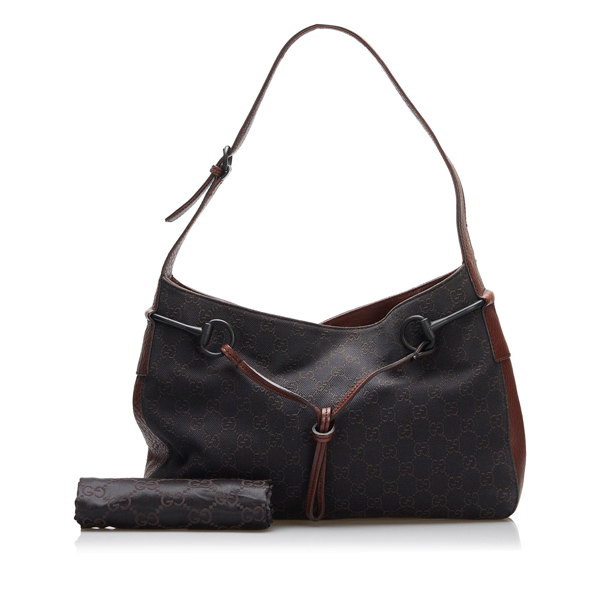 Gucci Horsebit Leather Canvas Shoulder Bag Style 7