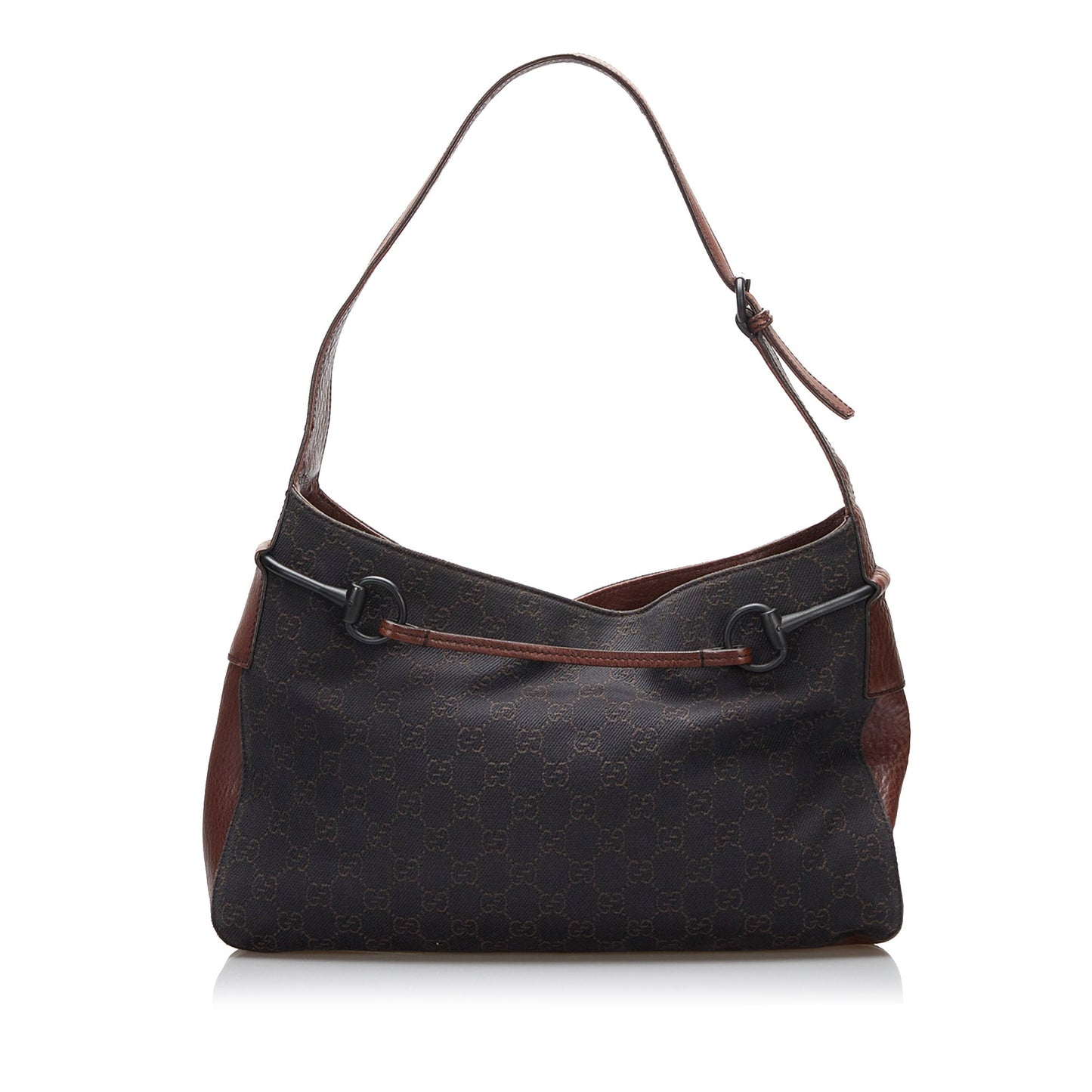 Gucci Horsebit Leather Canvas Shoulder Bag Style 7