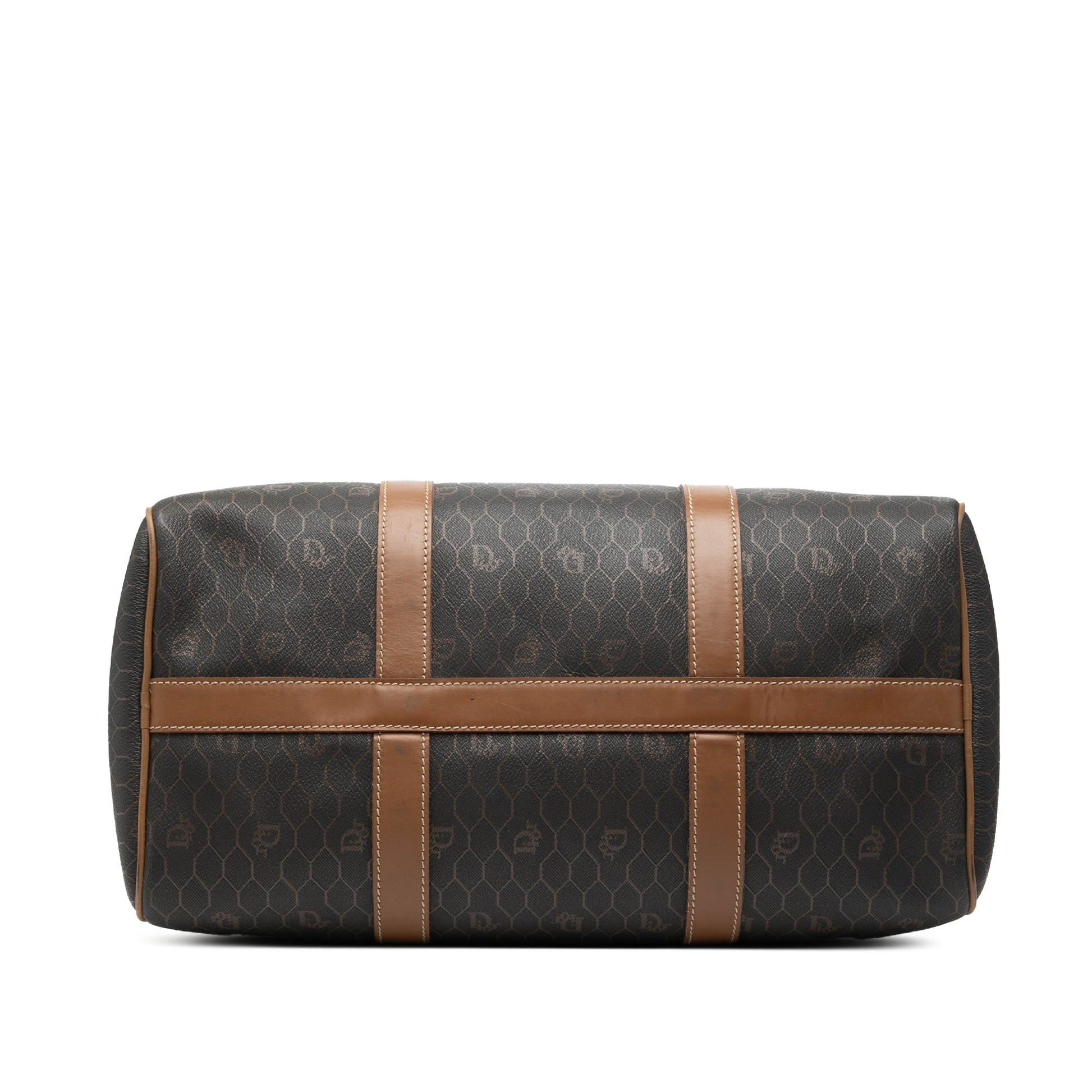 Black Dior Honeycomb Coated Canvas Boston Bag