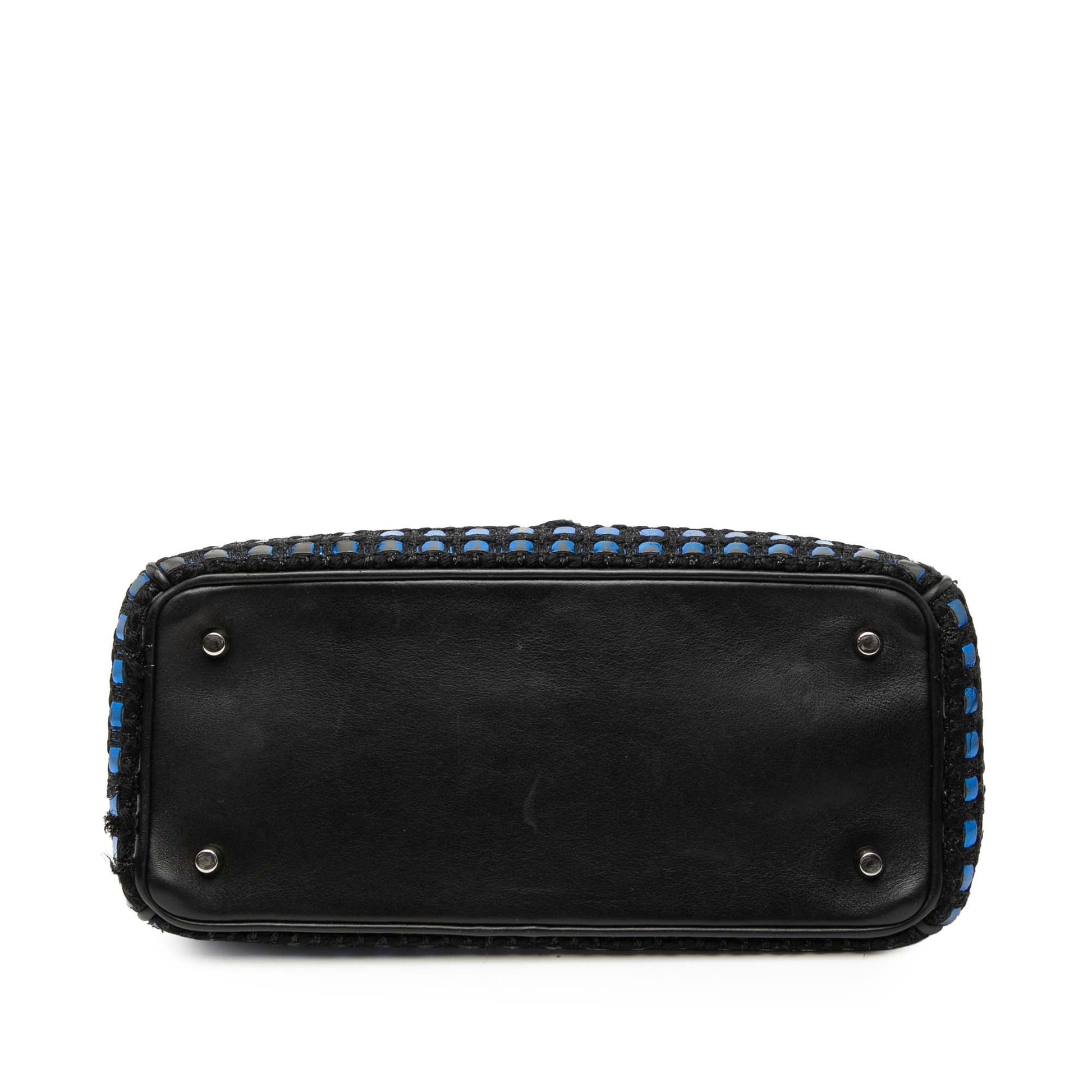 Blue Dior Small Tweed Patch Diorissimo Tote Satchel