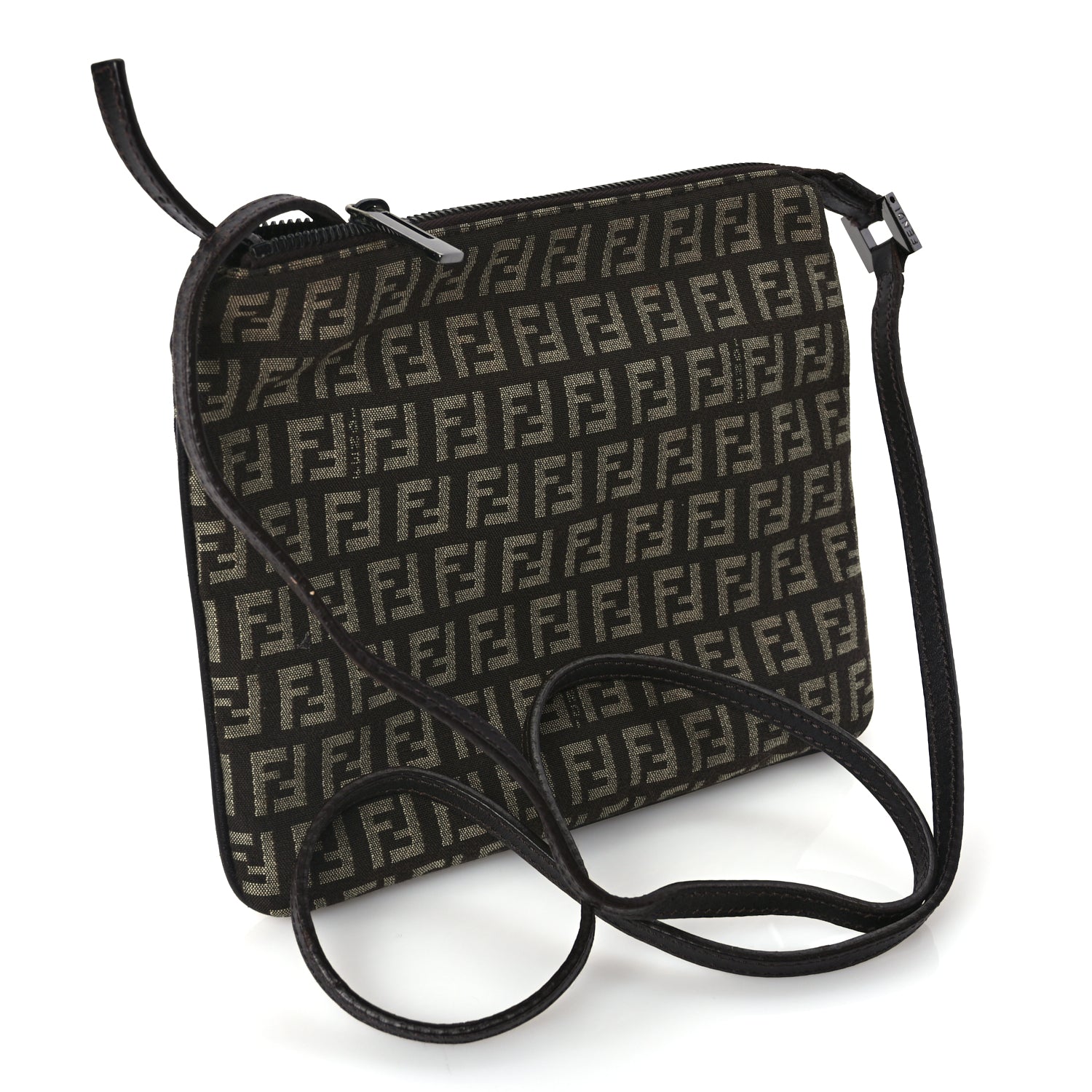 Fendi Zucchino Vitello Crossbody Brown