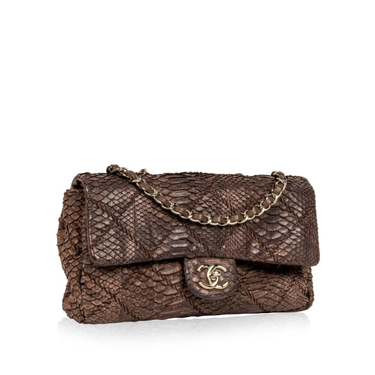 Chanel Python Flap Bag Brown