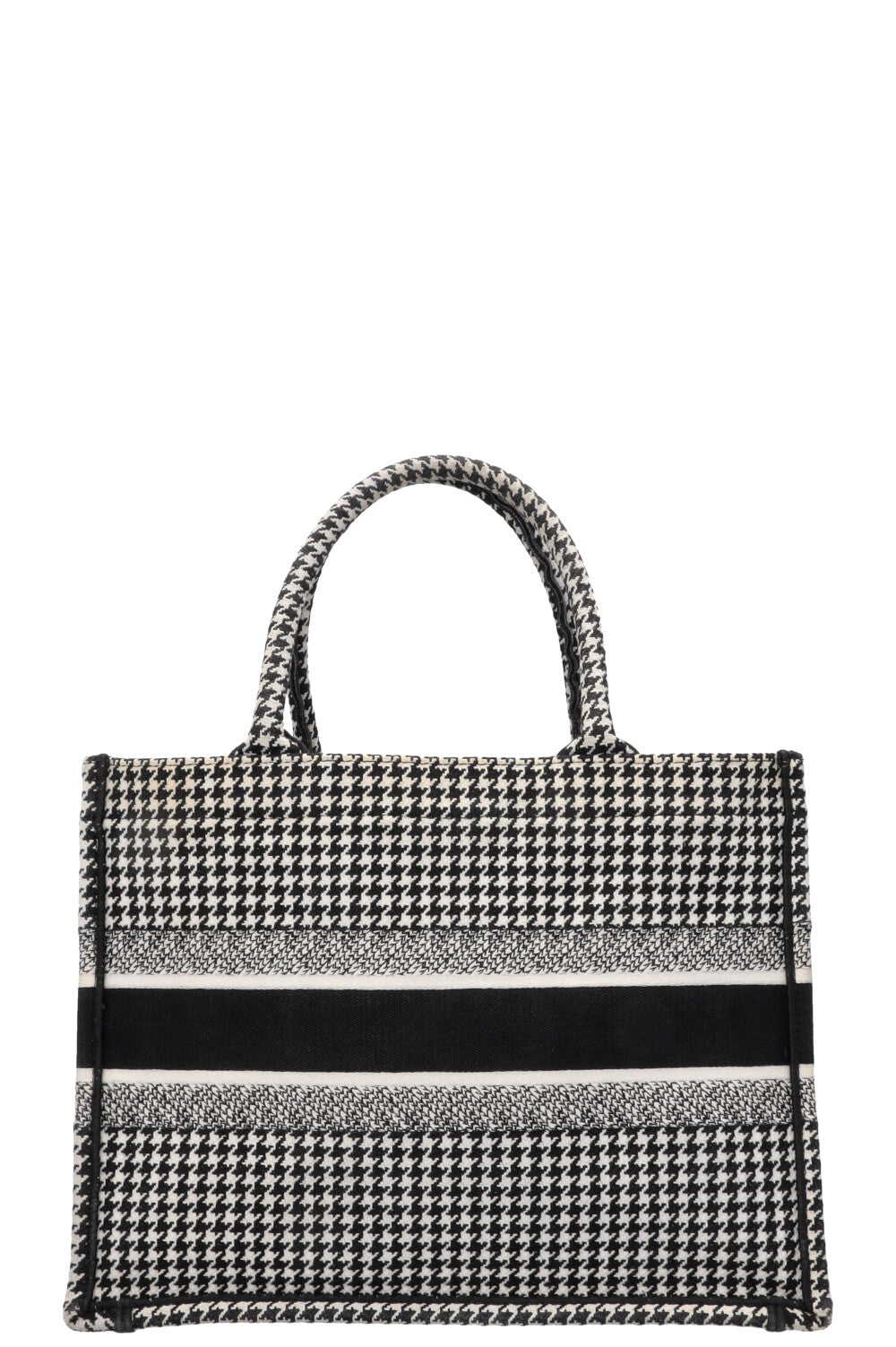 CHRISTIAN DIOR Medium Houndstooth Book Tote Black White