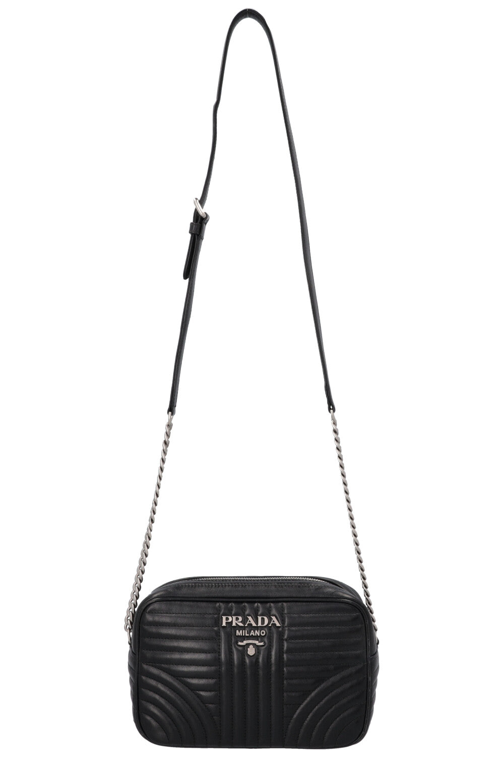 PRADA Quilted Diagramme Camera Bag Black