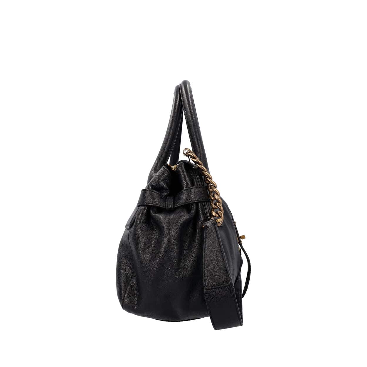 BURBERRY Leather Turn Lock East West Tote Black