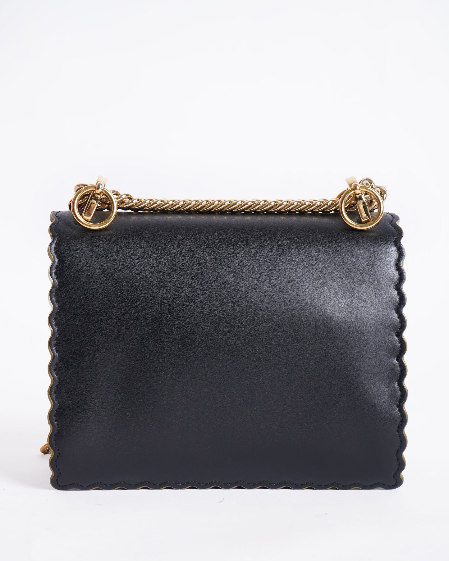 Fendi Black Kan Scalloped Shoulder Bag