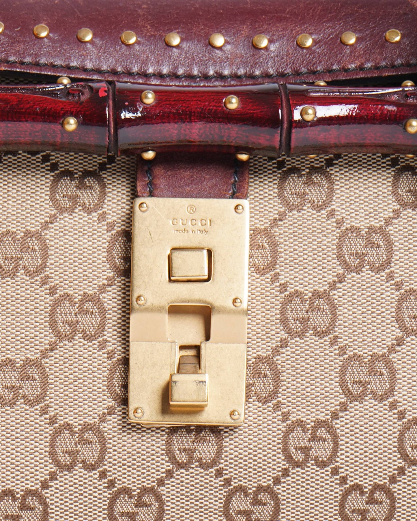 Gucci Lou Monogram Leather Canvas Shoulder Bag