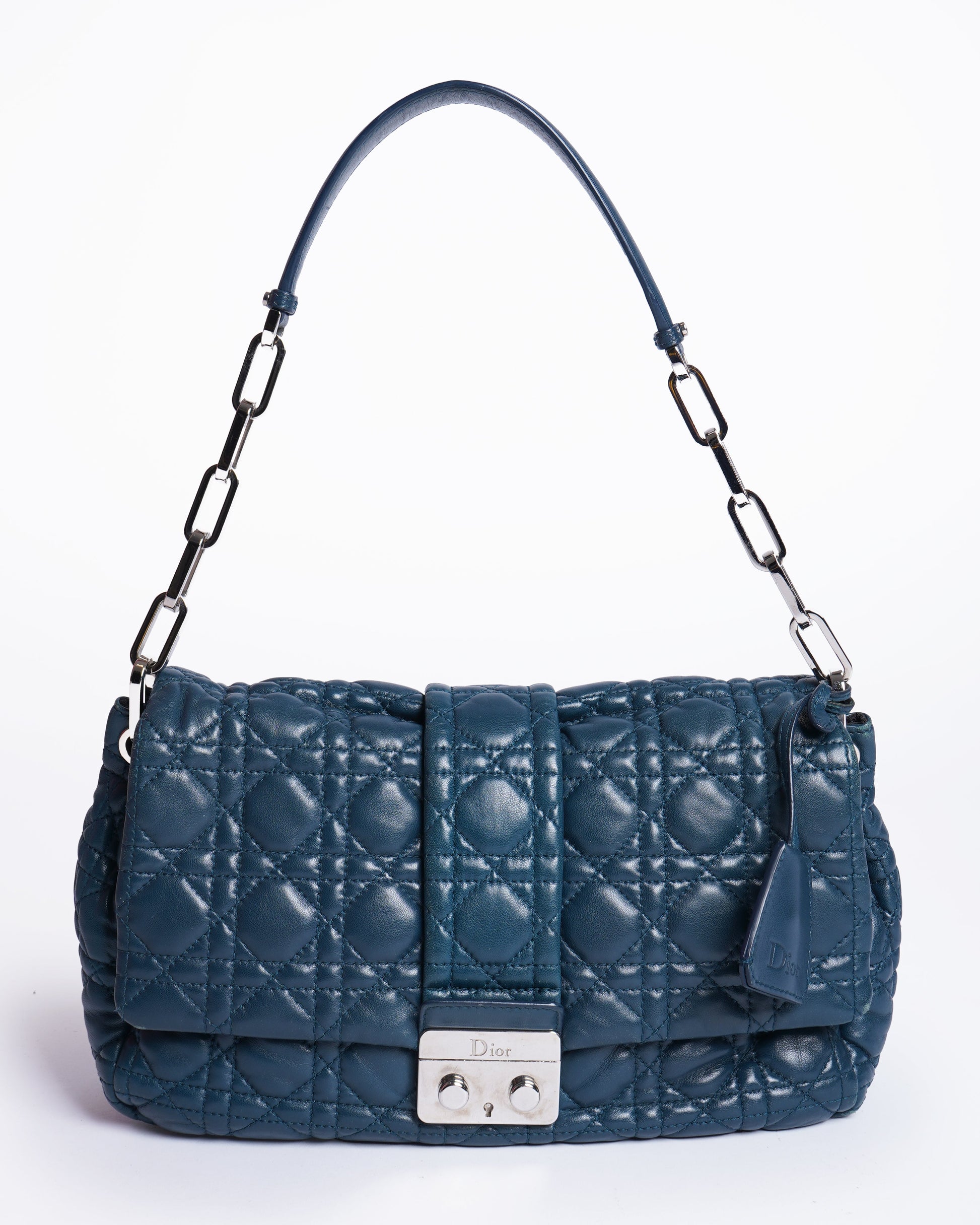 Christian Dior lambskin cannage new lock flap shoulder bag