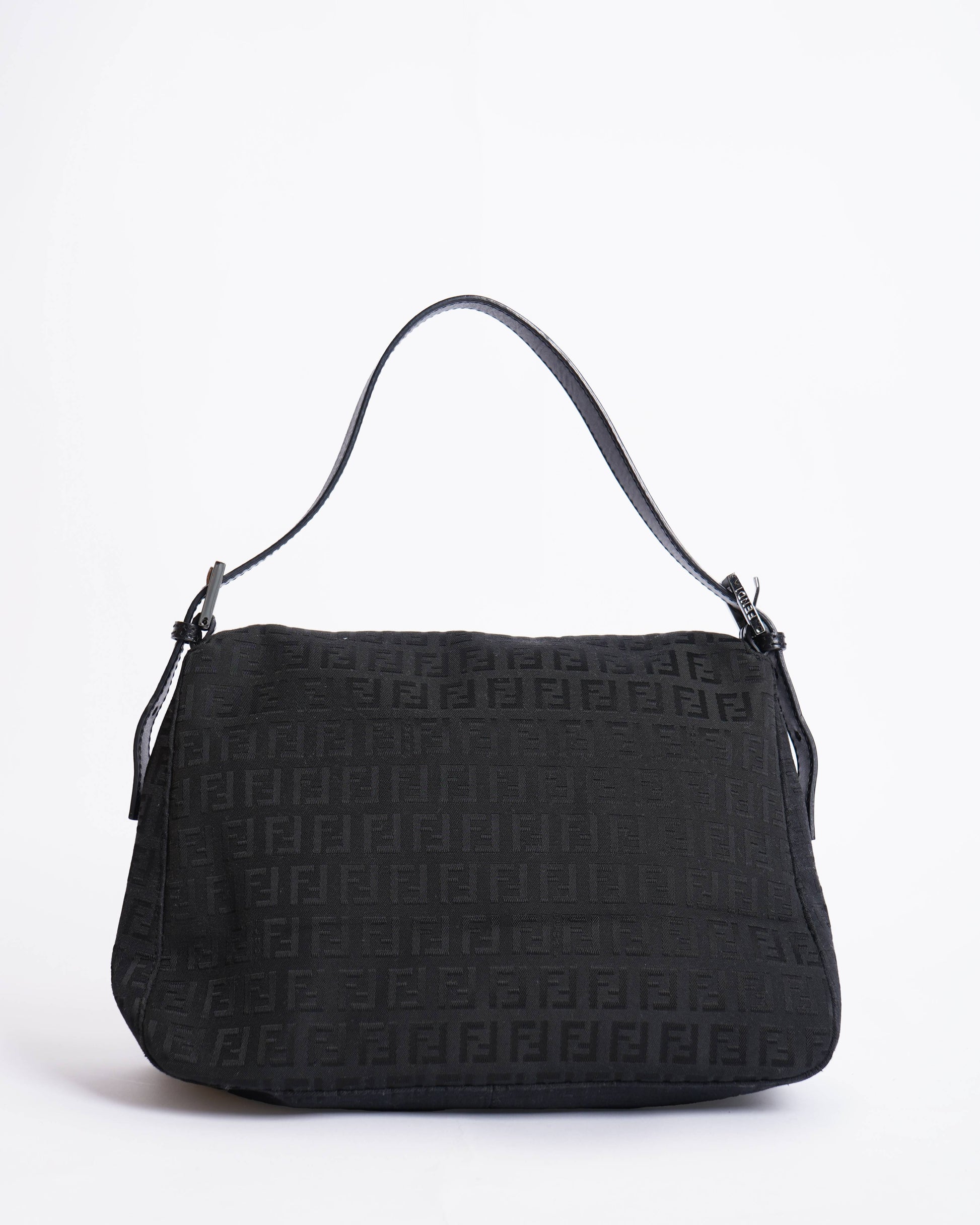 Fendi Zucchino Mama Forever Baguette Hobo Shoulder Bag In Black
