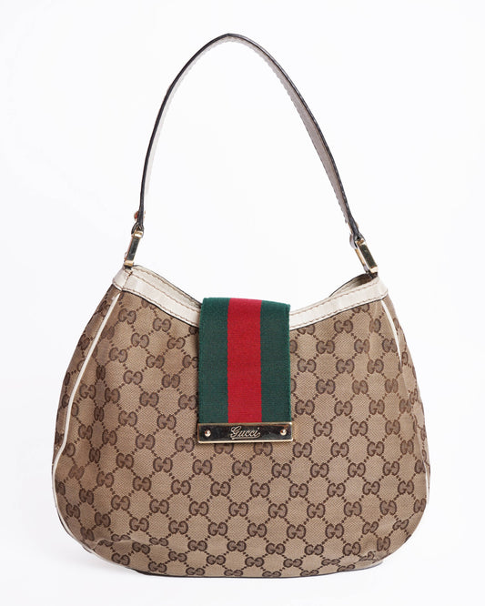Gucci Monogram Leather Canvas Shoulder Bag