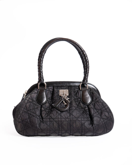 Christian Dior Satin Cannage Charming Doctors Bag Black