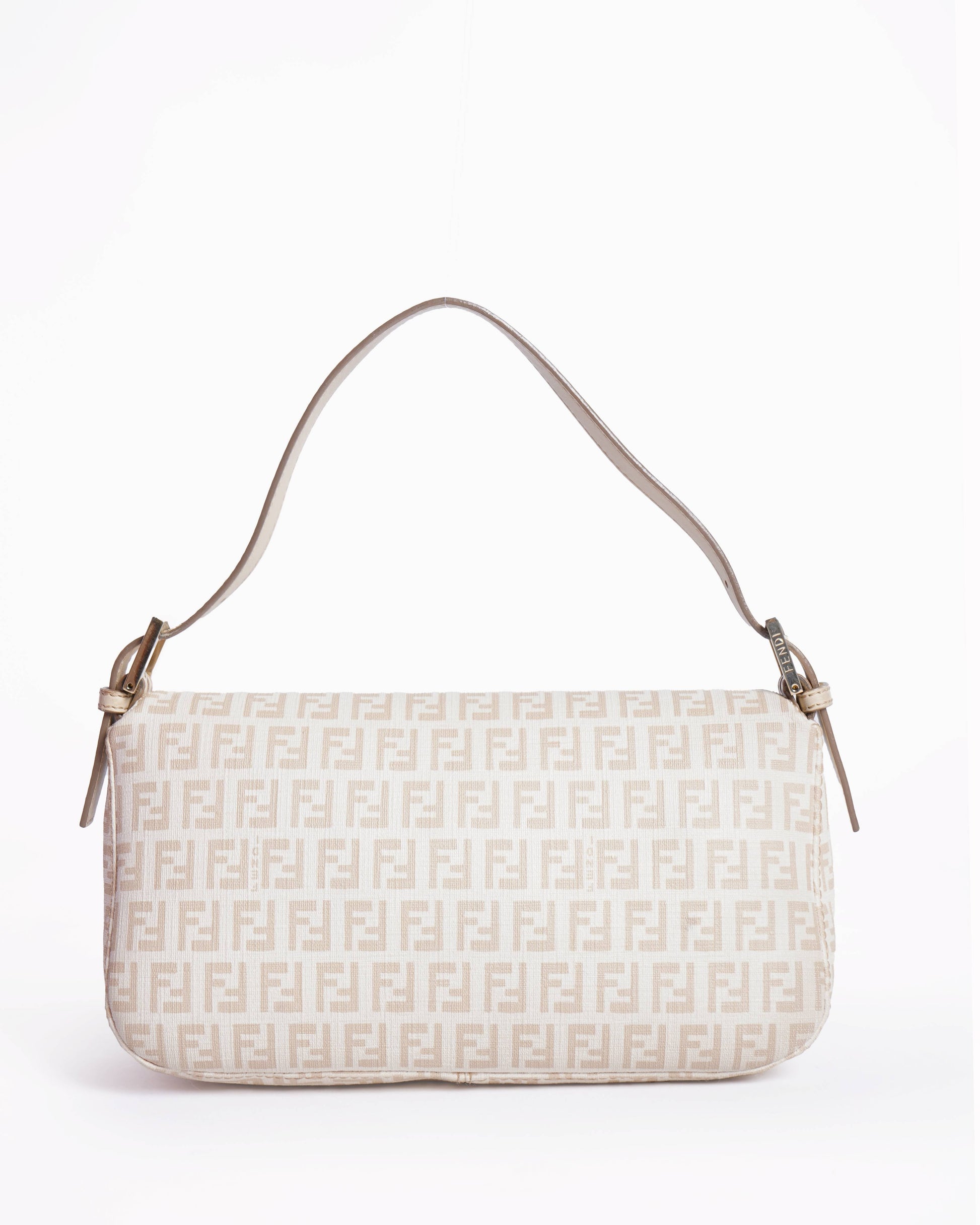 Fendi Zucchino Canvas Mamma Baguette Shoulder Bag Beige