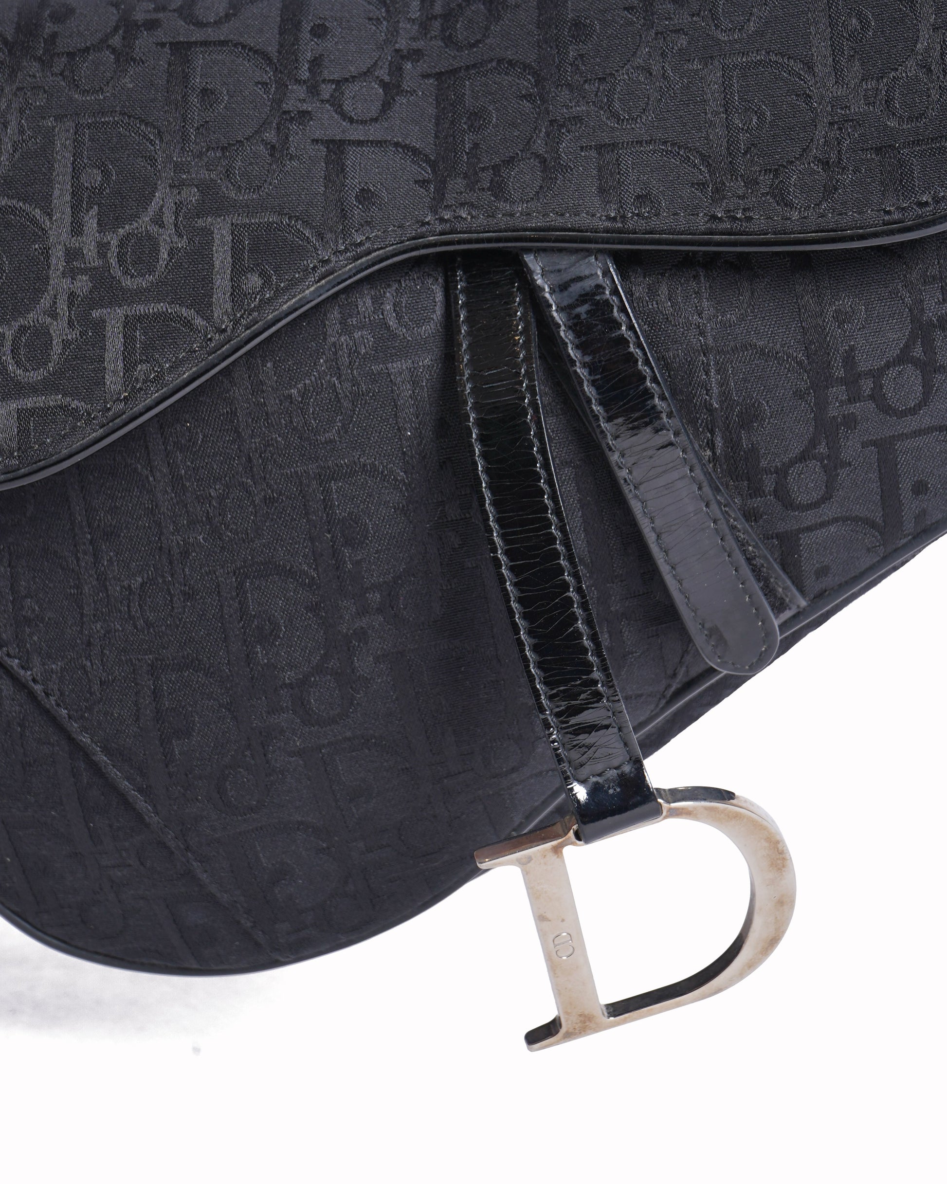 Christian dior saddle bag in black signature canvas logo