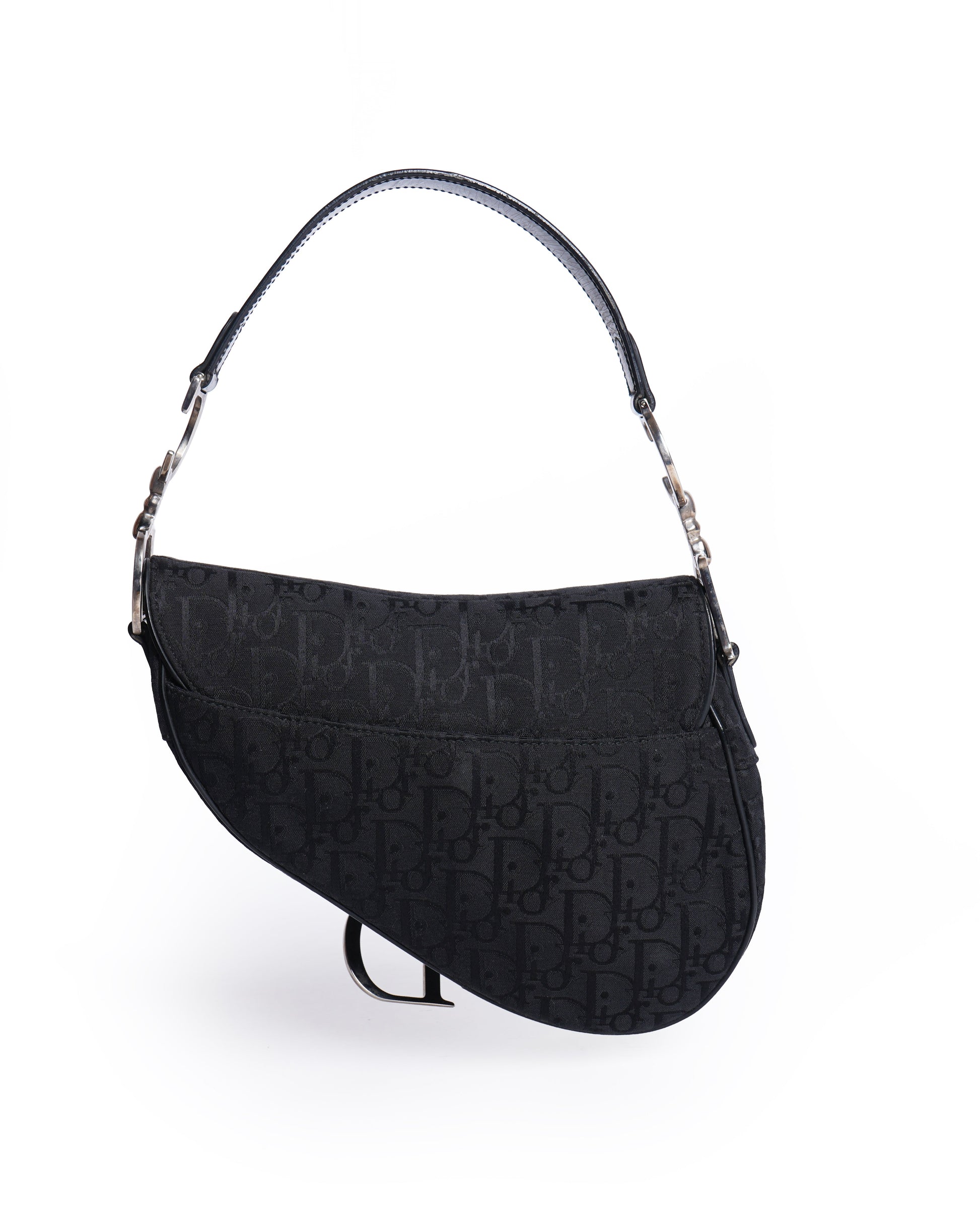 Christian dior saddle bag in black signature canvas logo