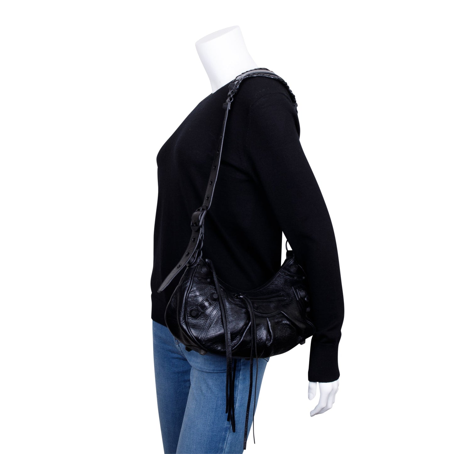 Balenciaga Black Arena Leather Le Cagole Small Shoulder Bag