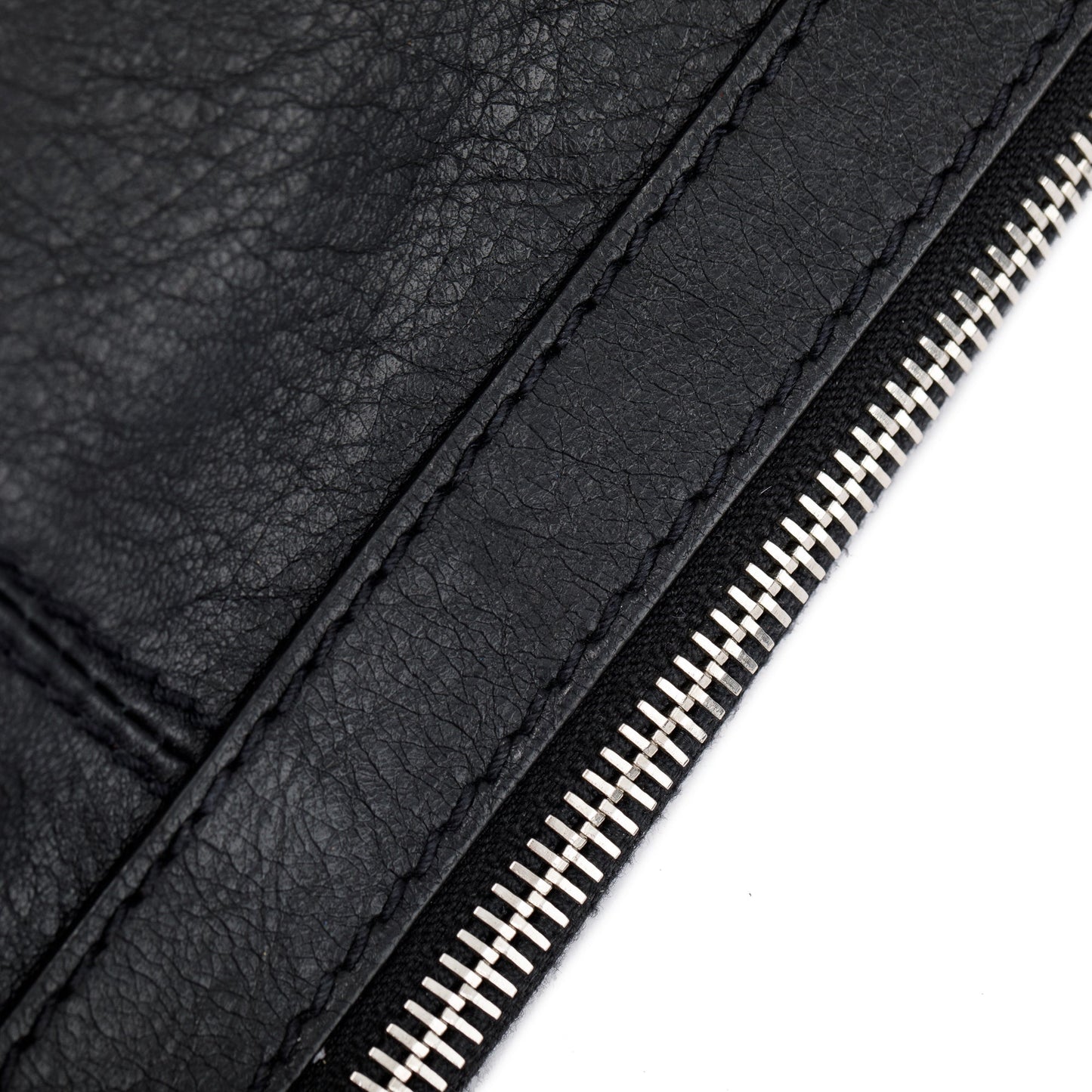 Balenciaga Black Calfskin Motocross Classic Clip L Pouch