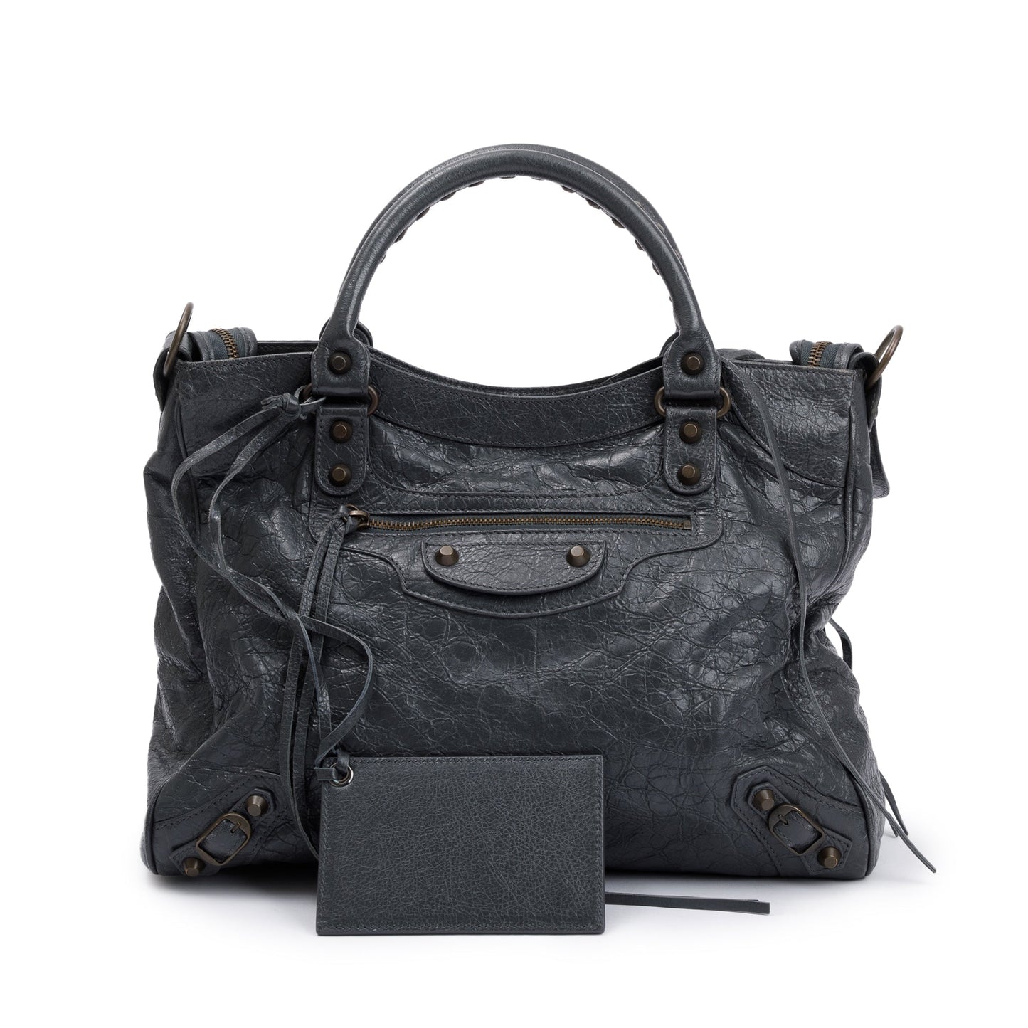 Balenciaga Grey Agneu Leather Motocross Classic City Velo Bag