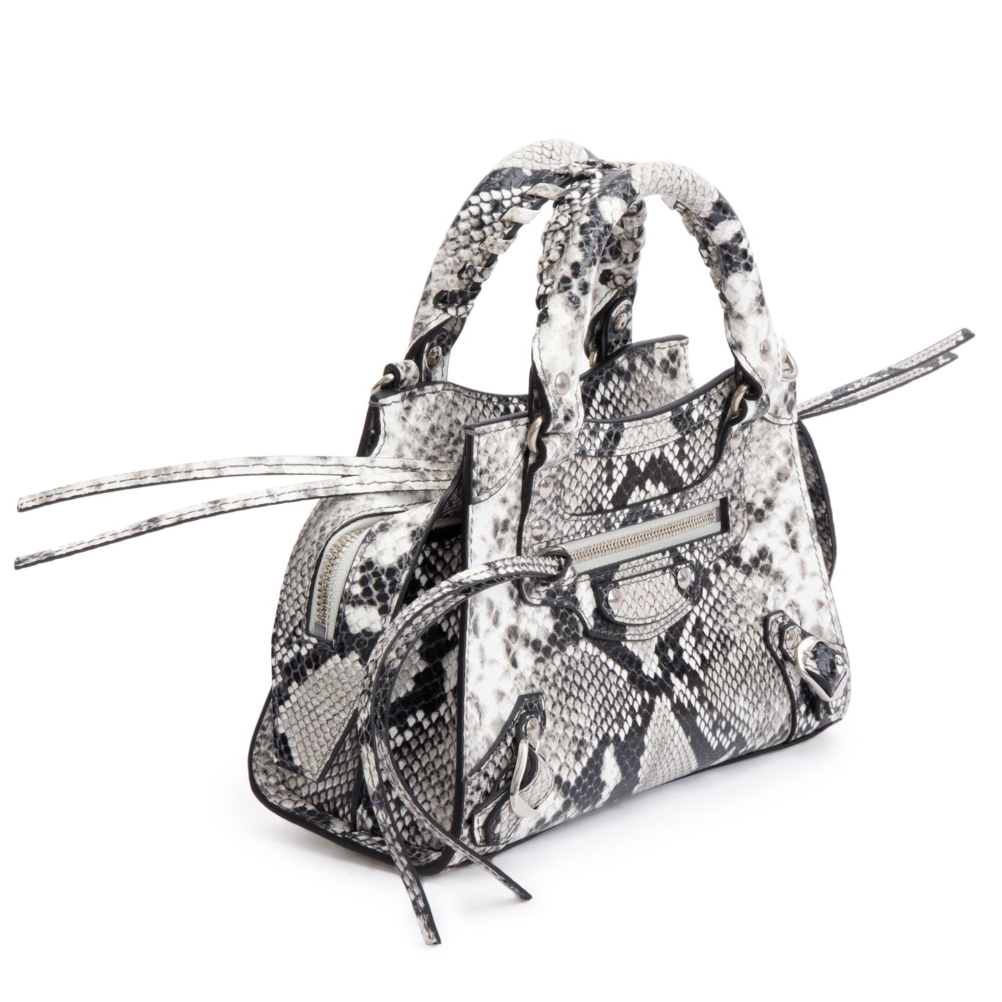 Balenciaga Grey Python Embossed Neo Classic Mini City Bag