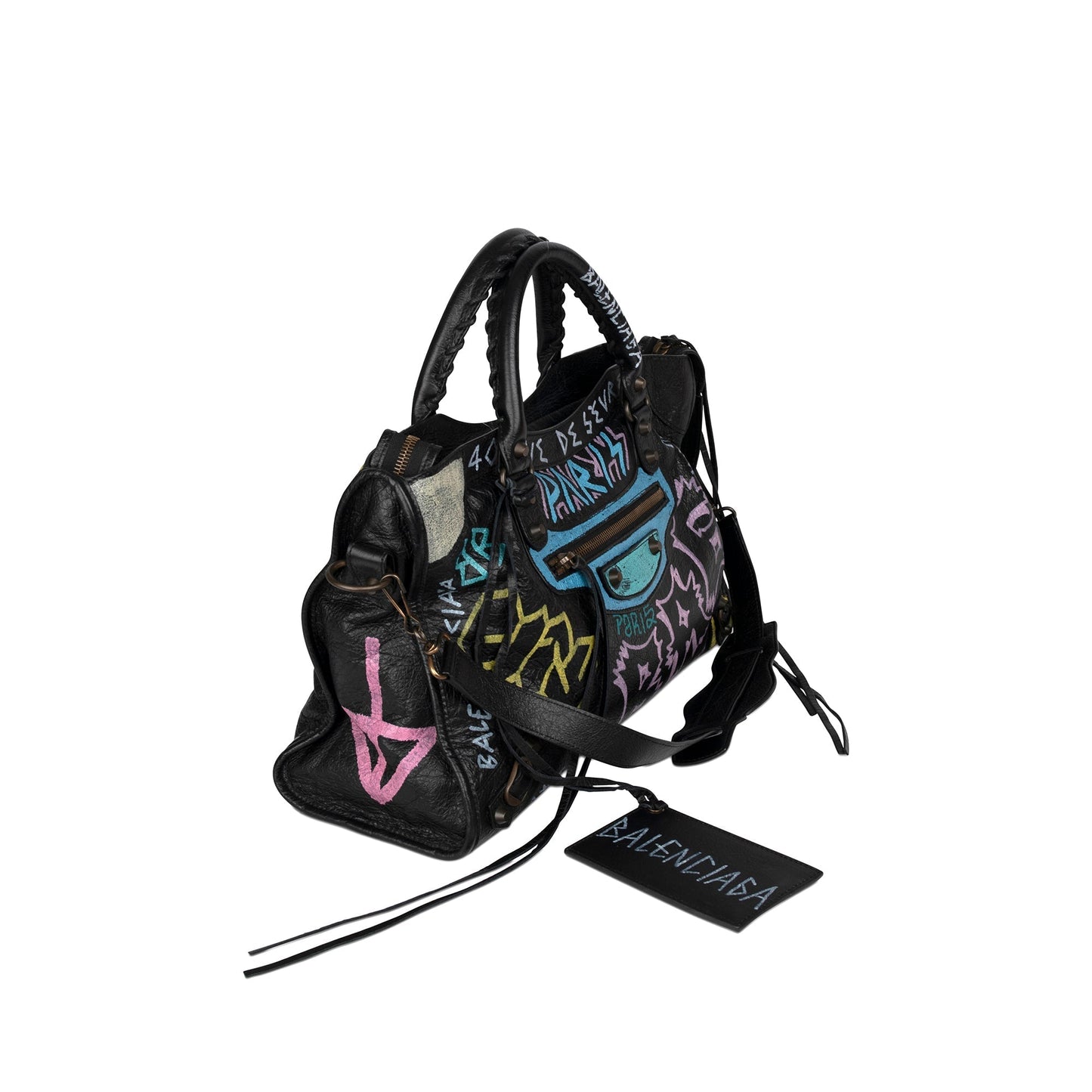 Balenciaga Medium Graffiti Motocross Classic City Bag